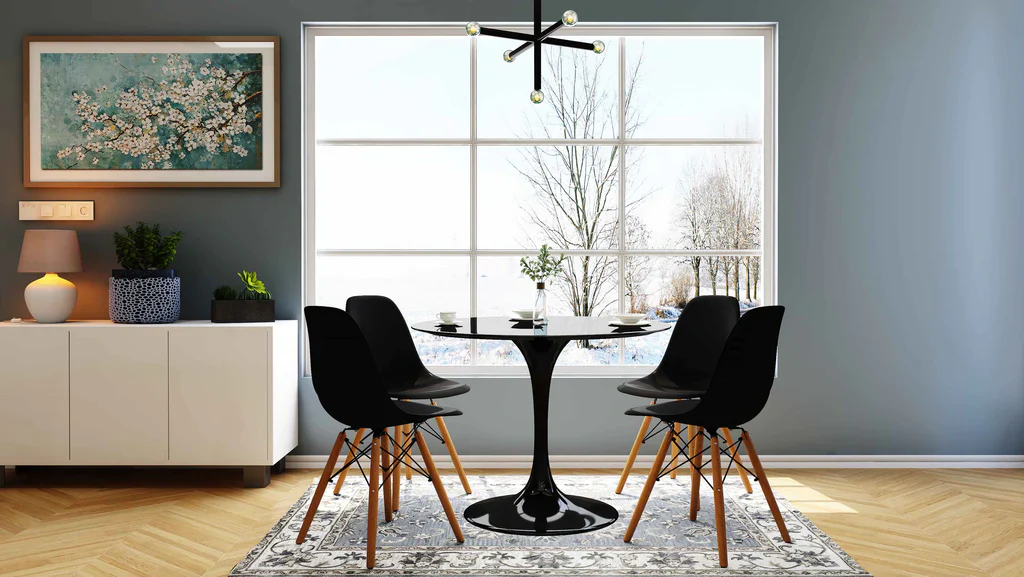Tulip Fiberglass Black Dining Table - 32" Round By Modholic - Image 10