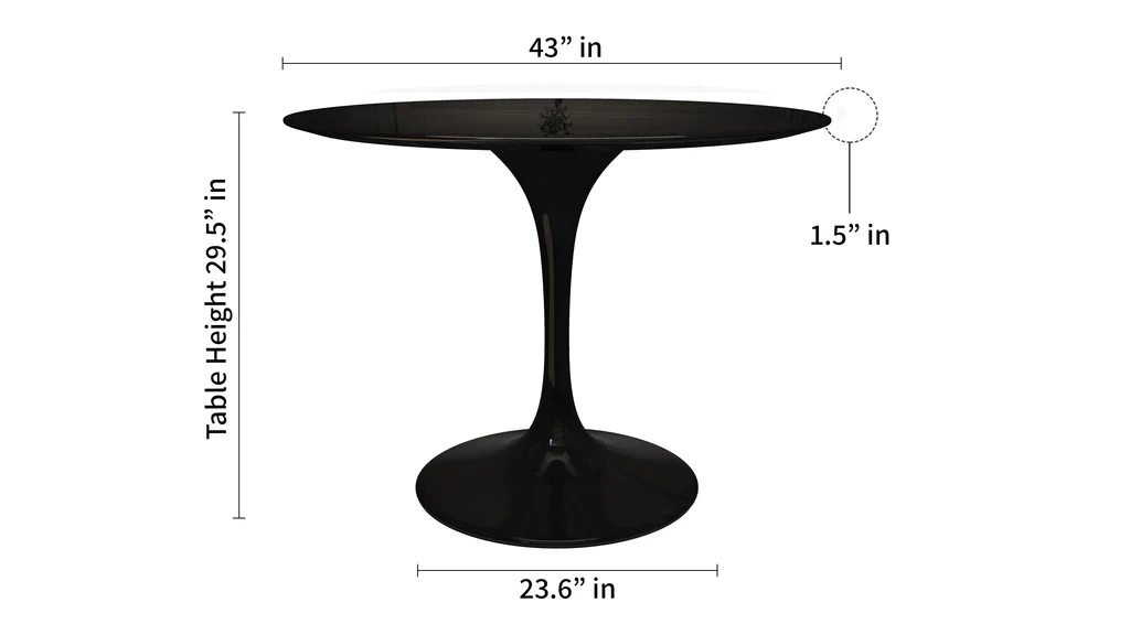 Tulip Fiberglass Black Dining Table - 32" Round By Modholic - Image 13