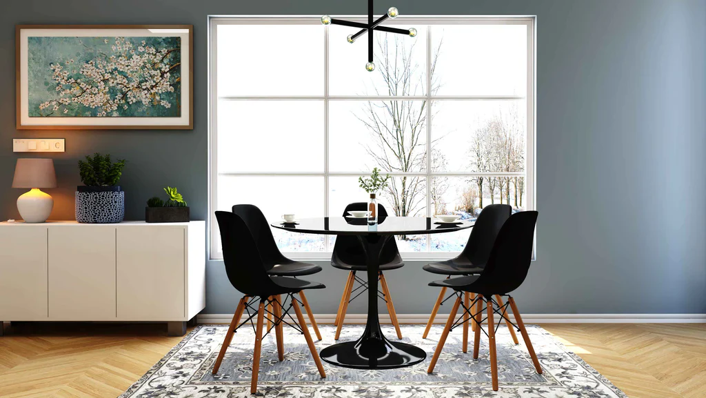 Tulip Fiberglass Black Dining Table - 32" Round By Modholic - Image 14