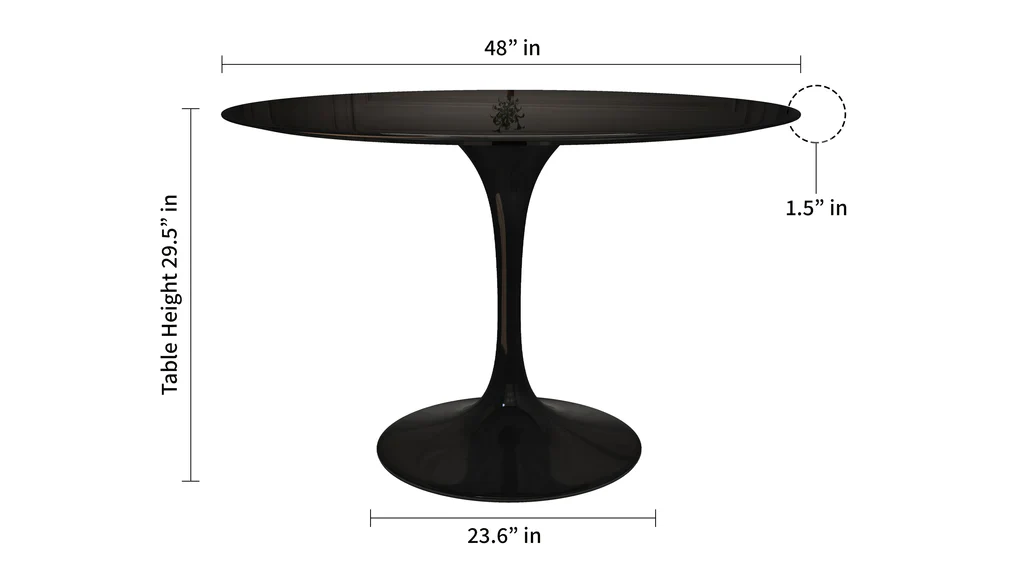 Tulip Fiberglass Black Dining Table - 32" Round By Modholic - Image 17