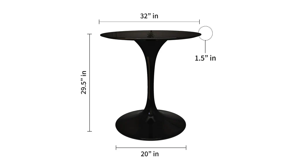 Tulip Fiberglass Black Dining Table - 32" Round By Modholic - Image 2