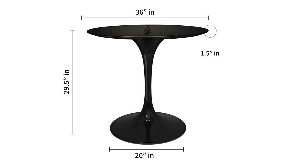 Tulip Fiberglass Black Dining Table - 32" Round By Modholic - Image 7
