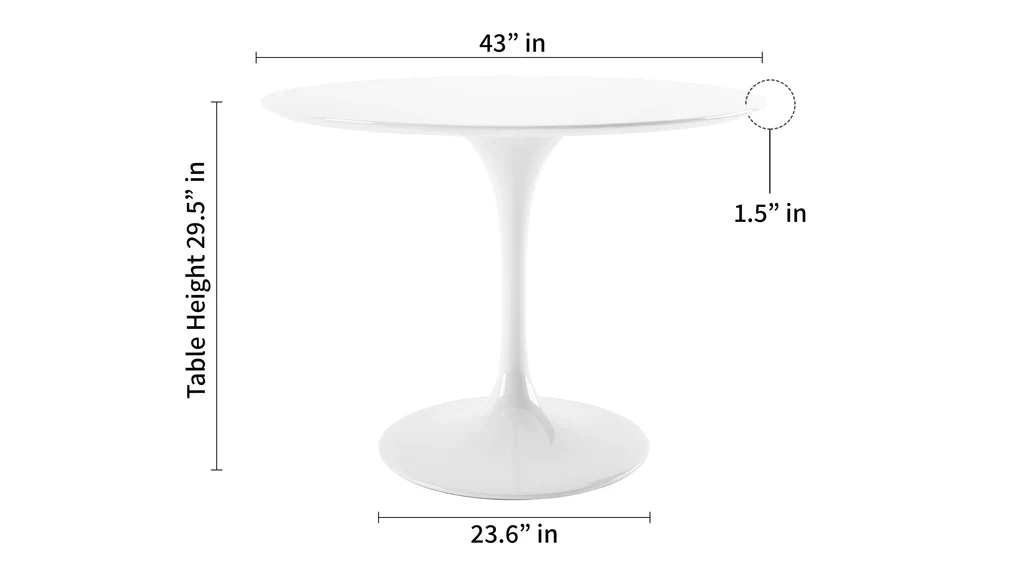 Tulip Fiberglass White Dining Table - 32" Round By Modholic - Image 11