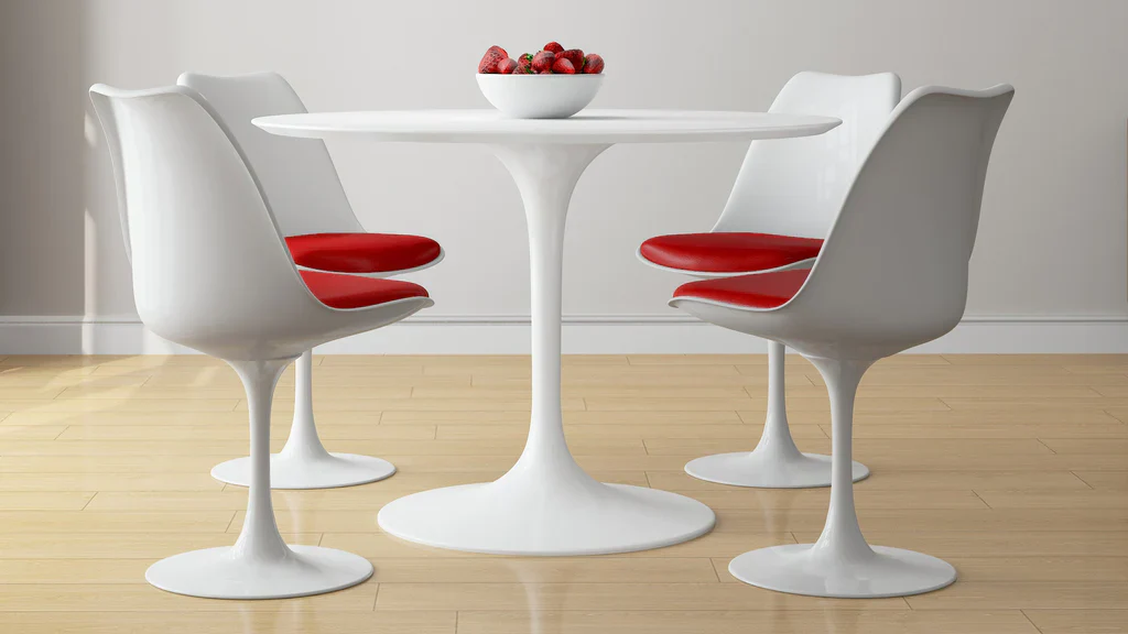 Tulip Fiberglass White Dining Table - 32" Round By Modholic - Image 12