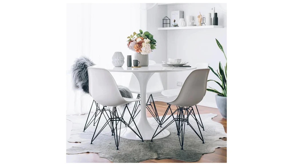 Tulip Fiberglass White Dining Table - 32" Round By Modholic - Image 15