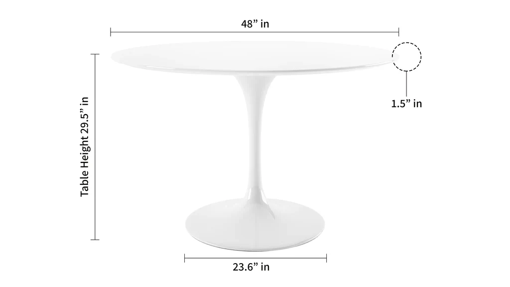 Tulip Fiberglass White Dining Table - 32" Round By Modholic - Image 17