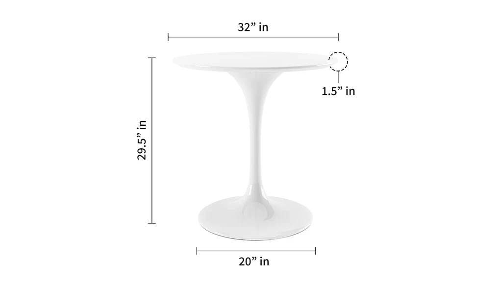 Tulip Fiberglass White Dining Table - 32" Round By Modholic - Image 5