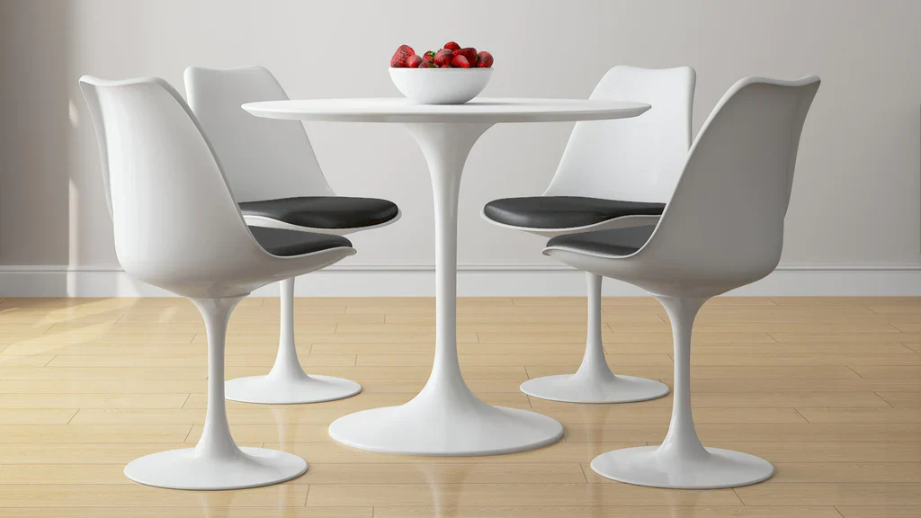 Tulip Fiberglass White Dining Table - 32" Round By Modholic - Image 7