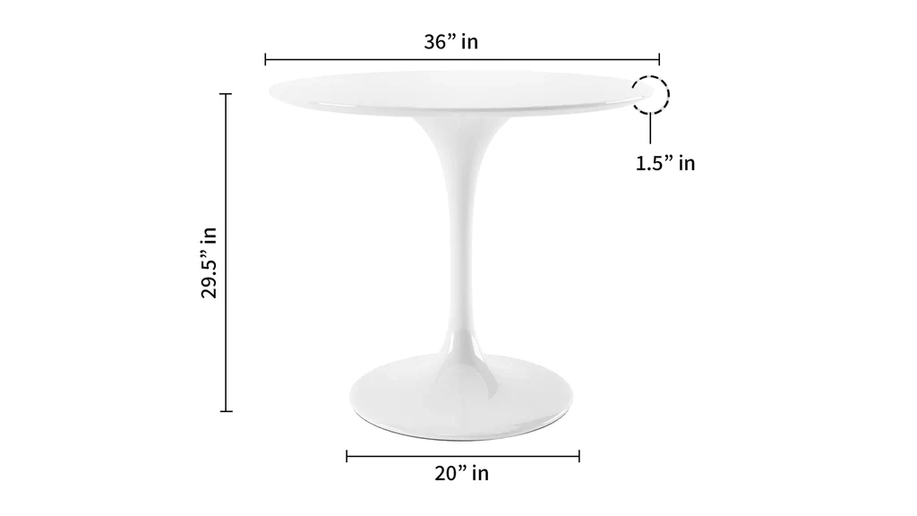 Tulip Fiberglass White Dining Table - 32" Round By Modholic - Image 8
