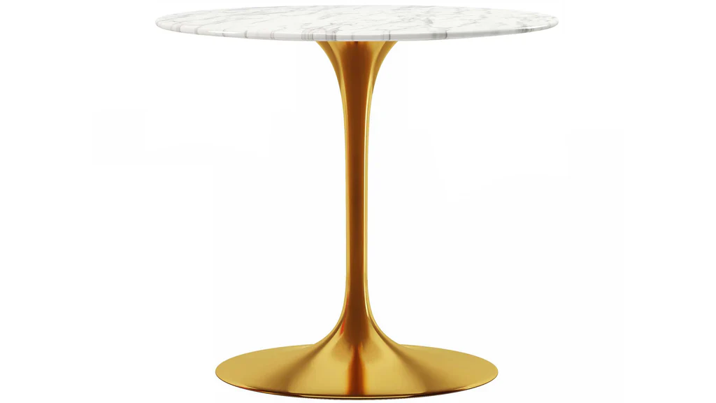 Tulip Marble Dining Table - 32" Round, Black Base By Modholic - Image 6