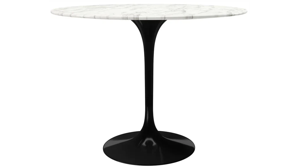 Tulip Marble Dining Table - 42" Round, Black Base By Modholic - Image 2