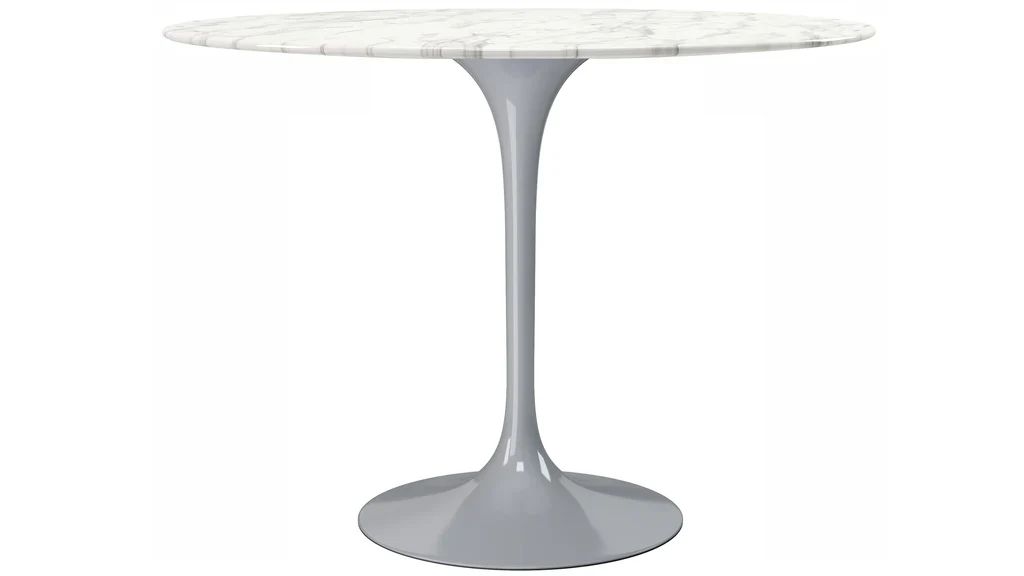 Tulip Marble Dining Table - 42" Round, Black Base By Modholic - Image 7