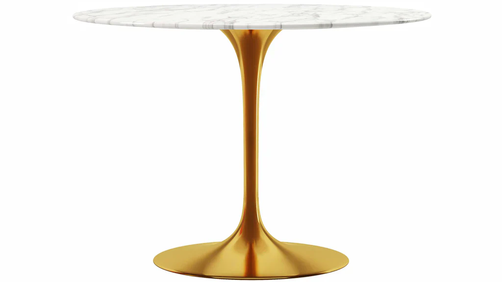 Tulip Marble Dining Table - 42" Round, Black Base By Modholic - Image 8