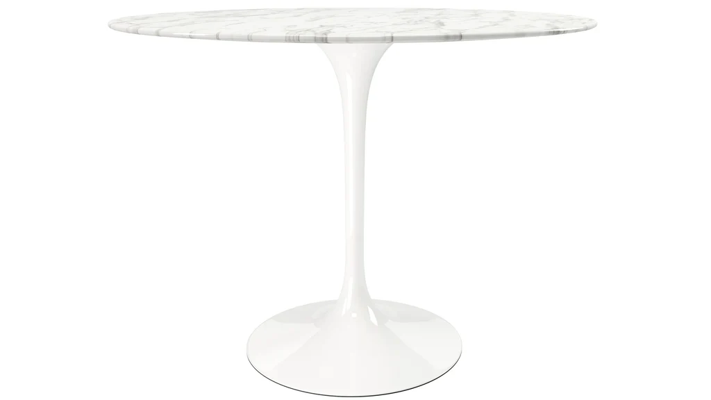 Tulip Marble Dining Table - 42" Round, Black Base By Modholic - Image 9