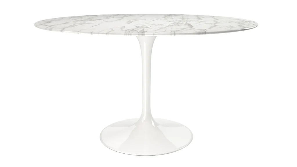 Tulip Marble Dining Table - 54" Round, Black Base By Modholic - Image 6