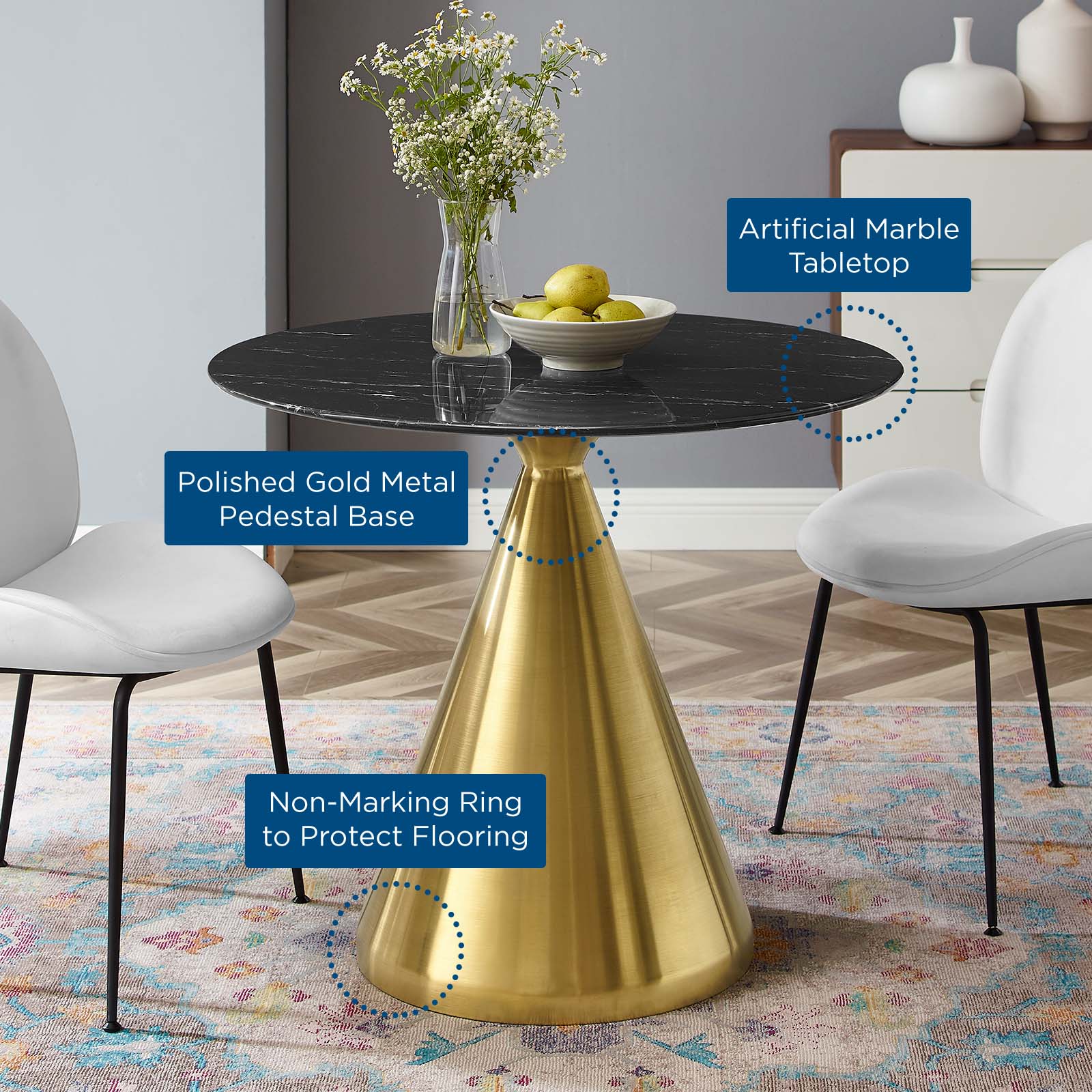 Tupelo 36" Artificial Marble Dining Table By Modway - EEI-5329 - Image 5