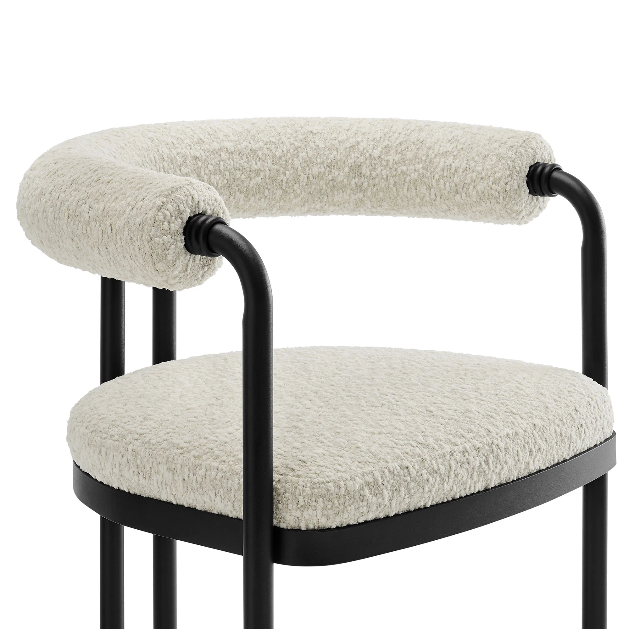 Turin Curved Back Boucle and Metal Counter Stool by Modway - Image 6