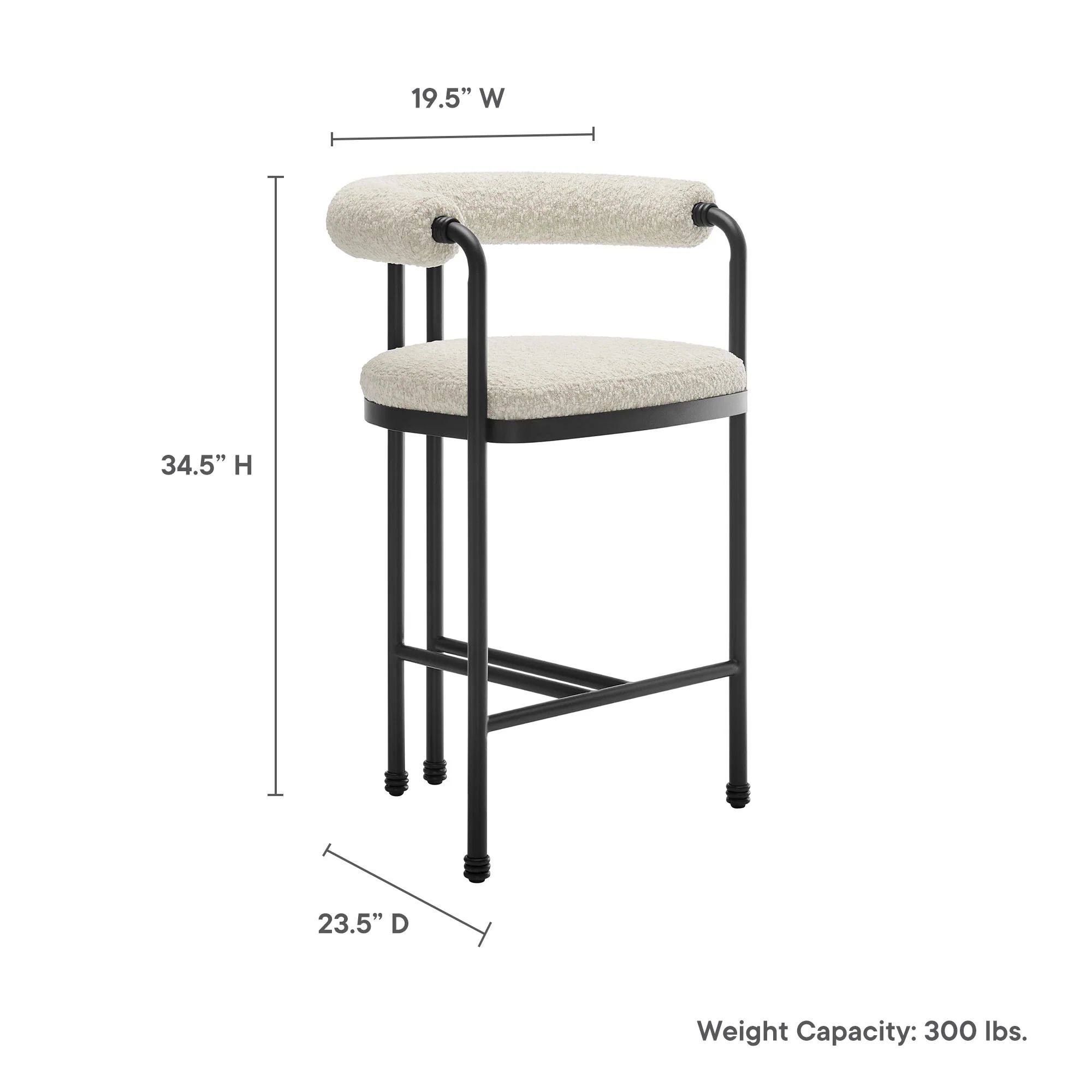 Turin Curved Back Boucle and Metal Counter Stool by Modway - Image 9