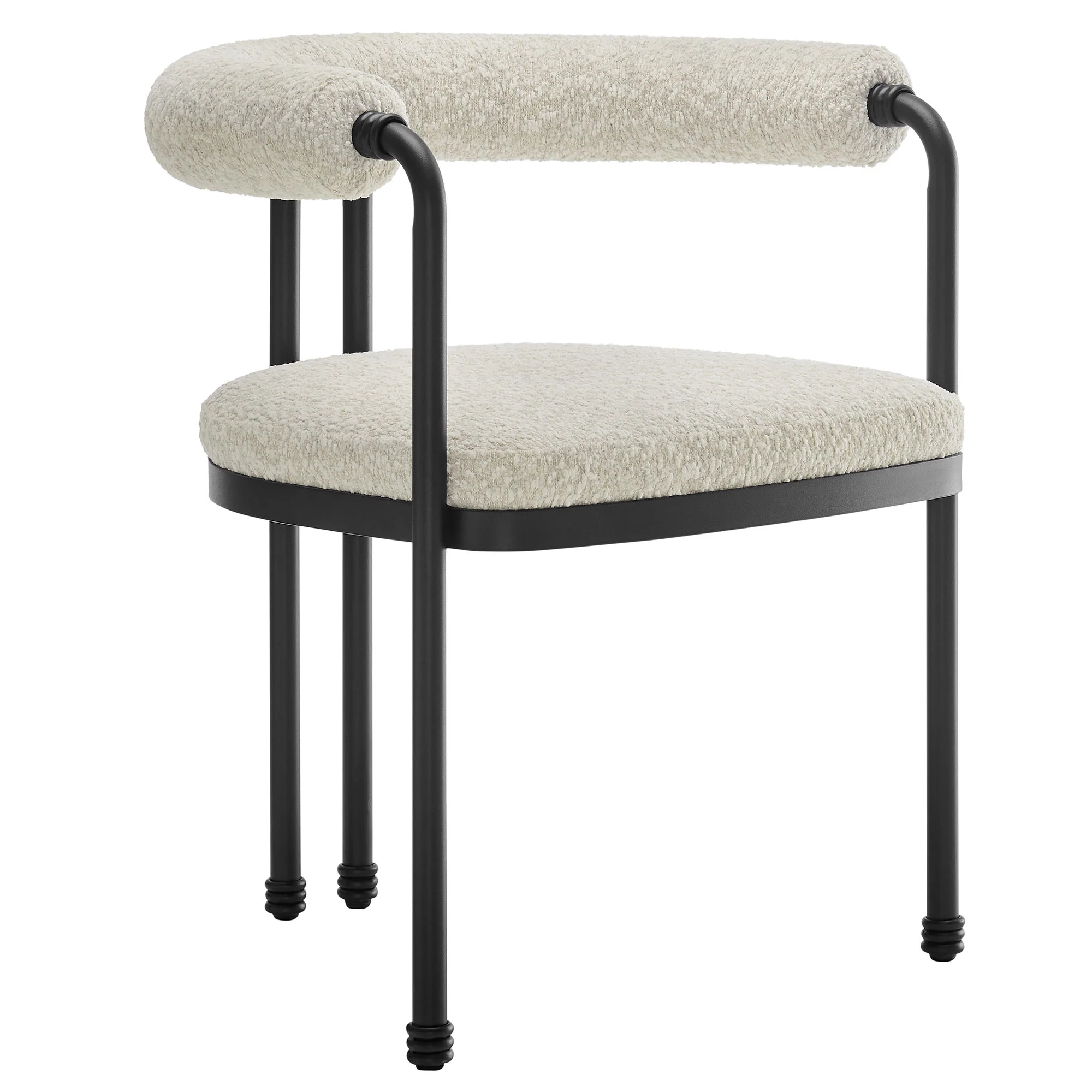 Turin Curved Back Boucle and Metal Dining Accent Chair by Modway - Image 2