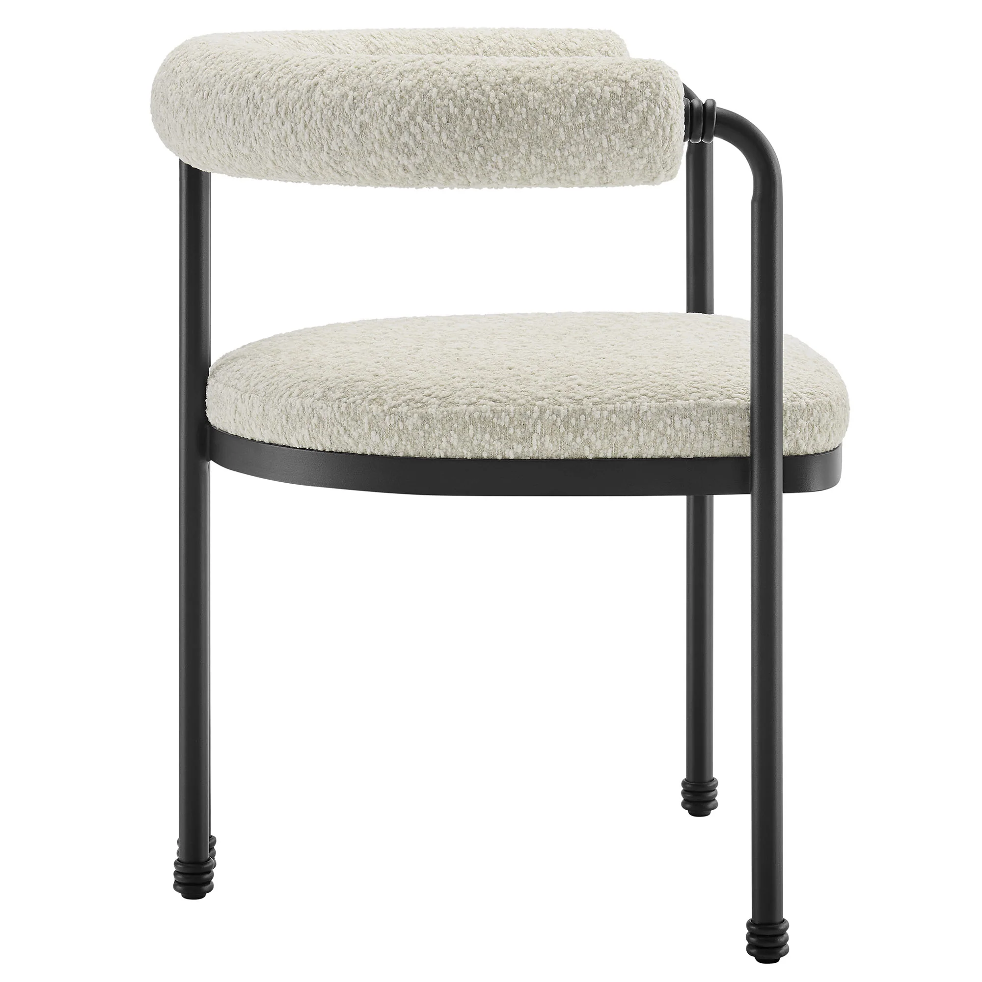 Turin Curved Back Boucle and Metal Dining Accent Chair by Modway - Image 3