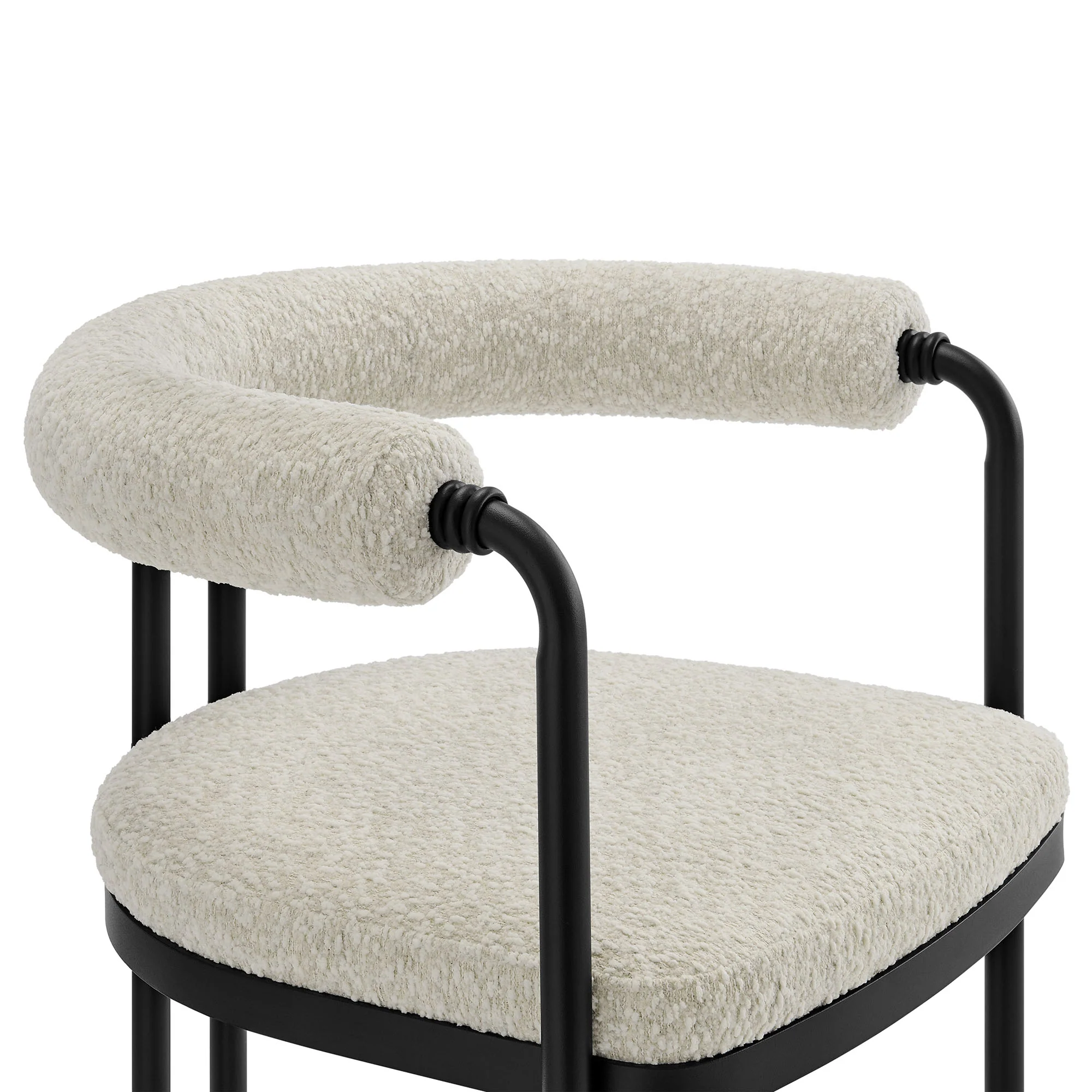 Turin Curved Back Boucle and Metal Dining Accent Chair by Modway - Image 6