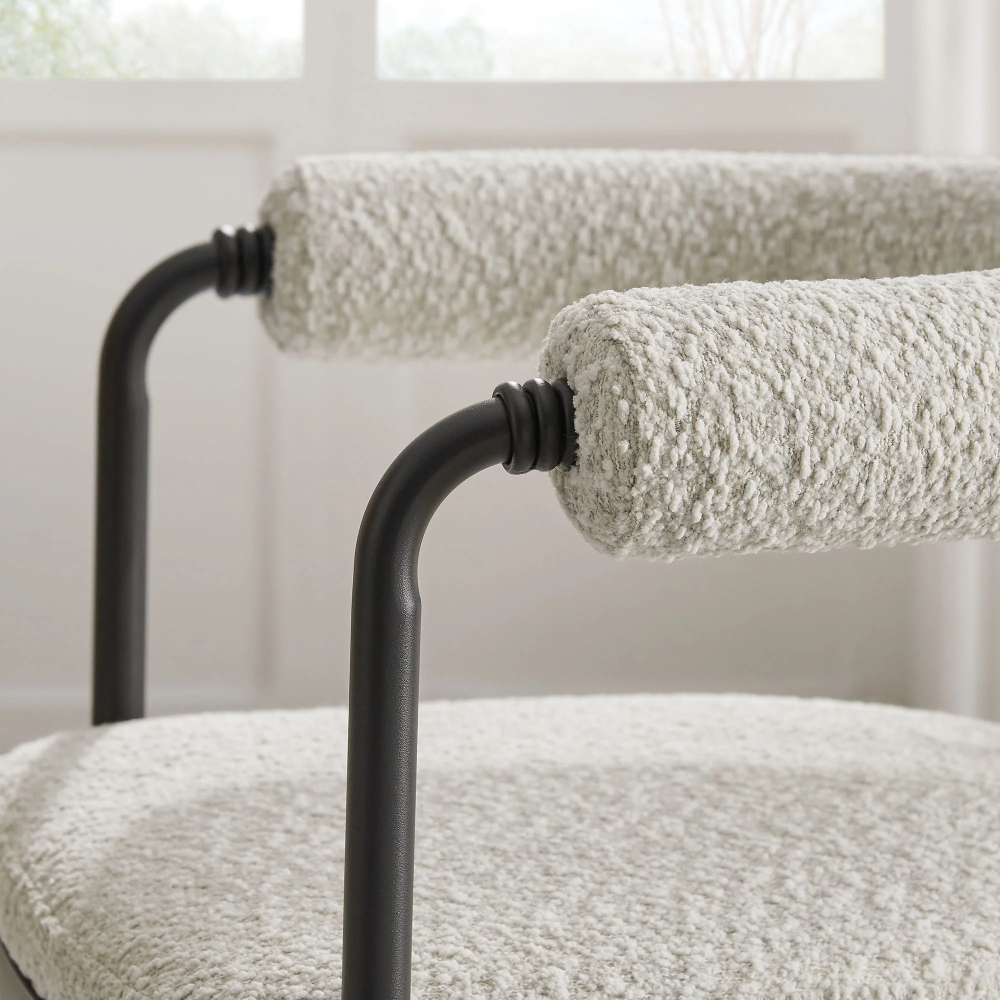 Turin Curved Back Boucle and Metal Dining Accent Chair by Modway - Image 7