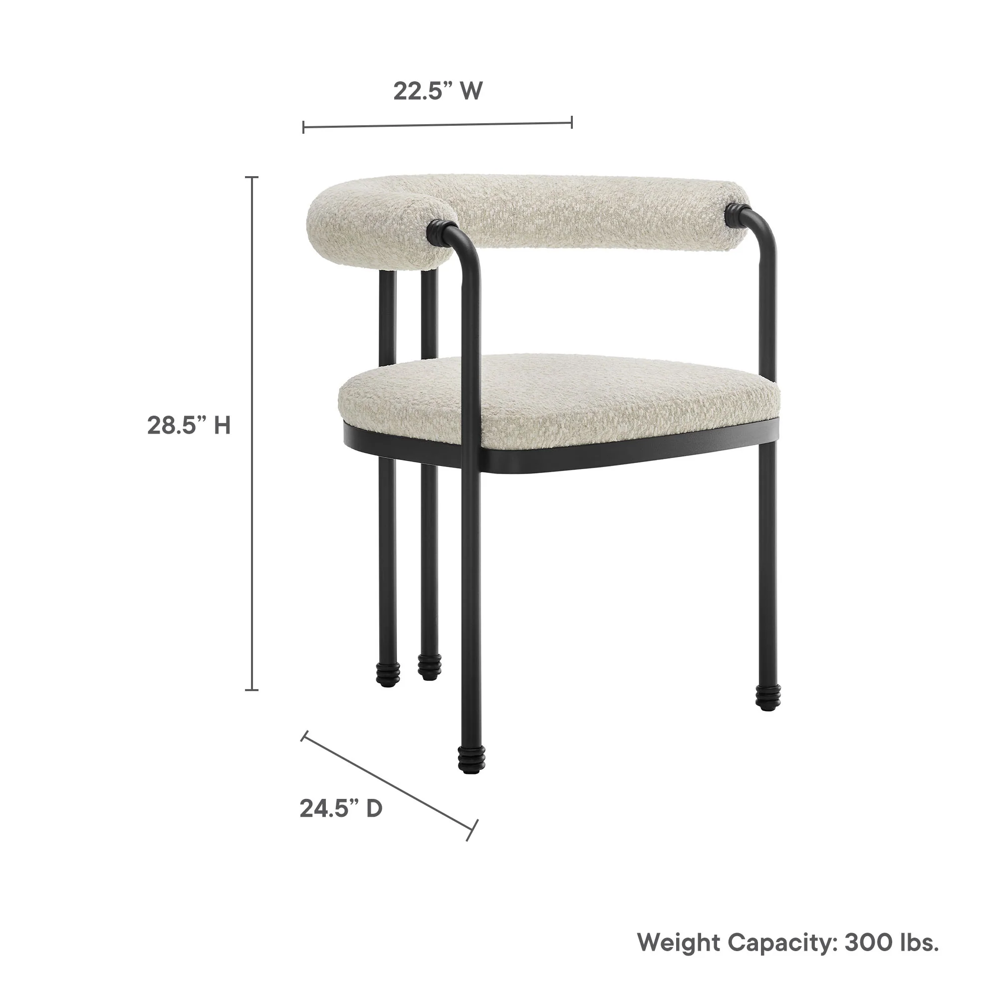 Turin Curved Back Boucle and Metal Dining Accent Chair by Modway - Image 9
