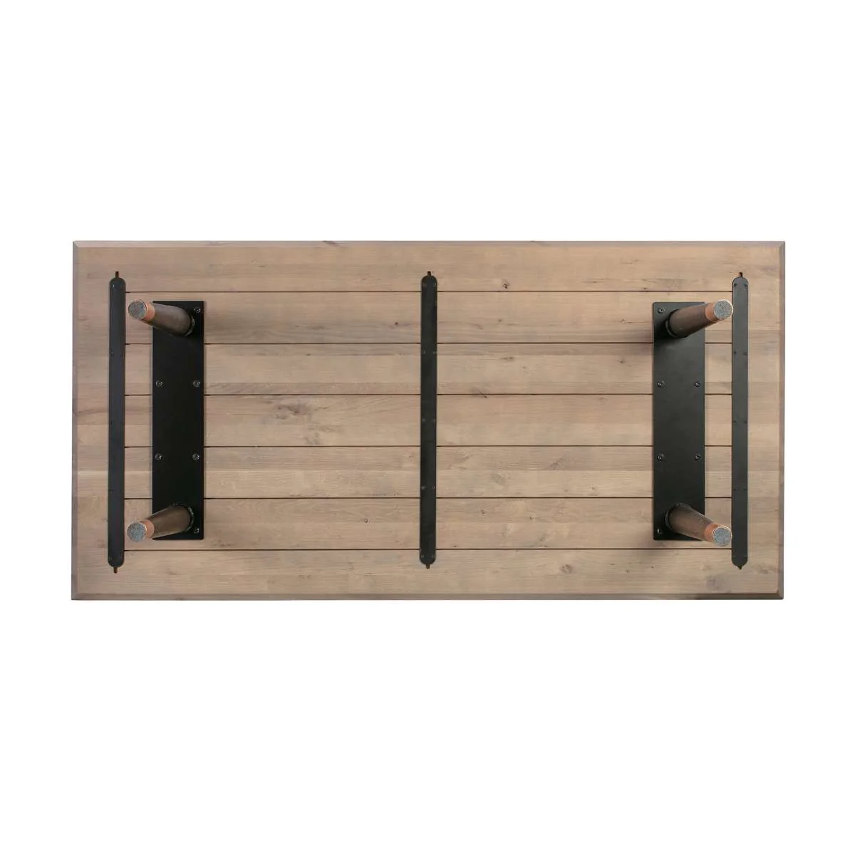 Turin Rustic Oak Wood Dining Table with Copper Tip Legs By Armen Living - Image 4