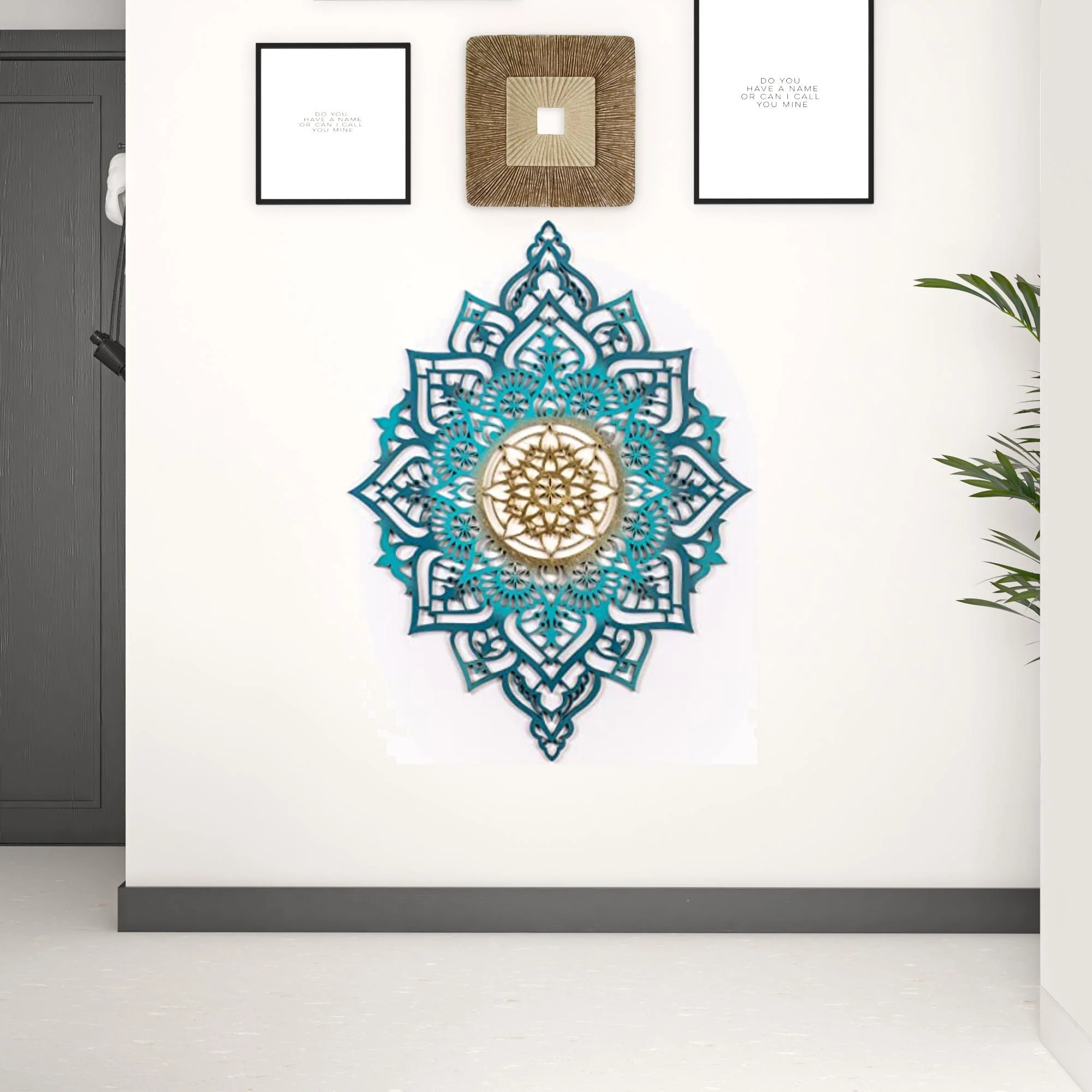 Turquoise And Gold Solid Wood Geometric Shapes Wall Decor By Homeroots - Image 2