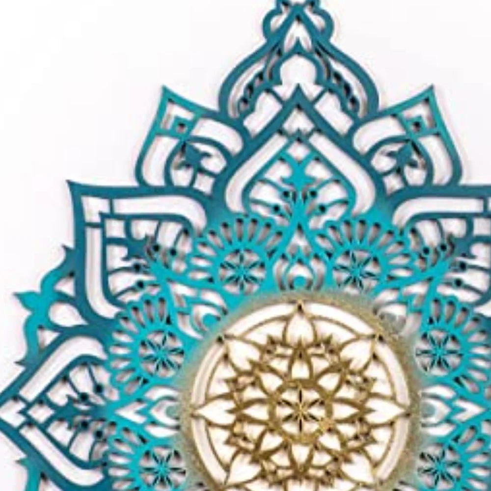 Turquoise And Gold Solid Wood Geometric Shapes Wall Decor By Homeroots - Image 4
