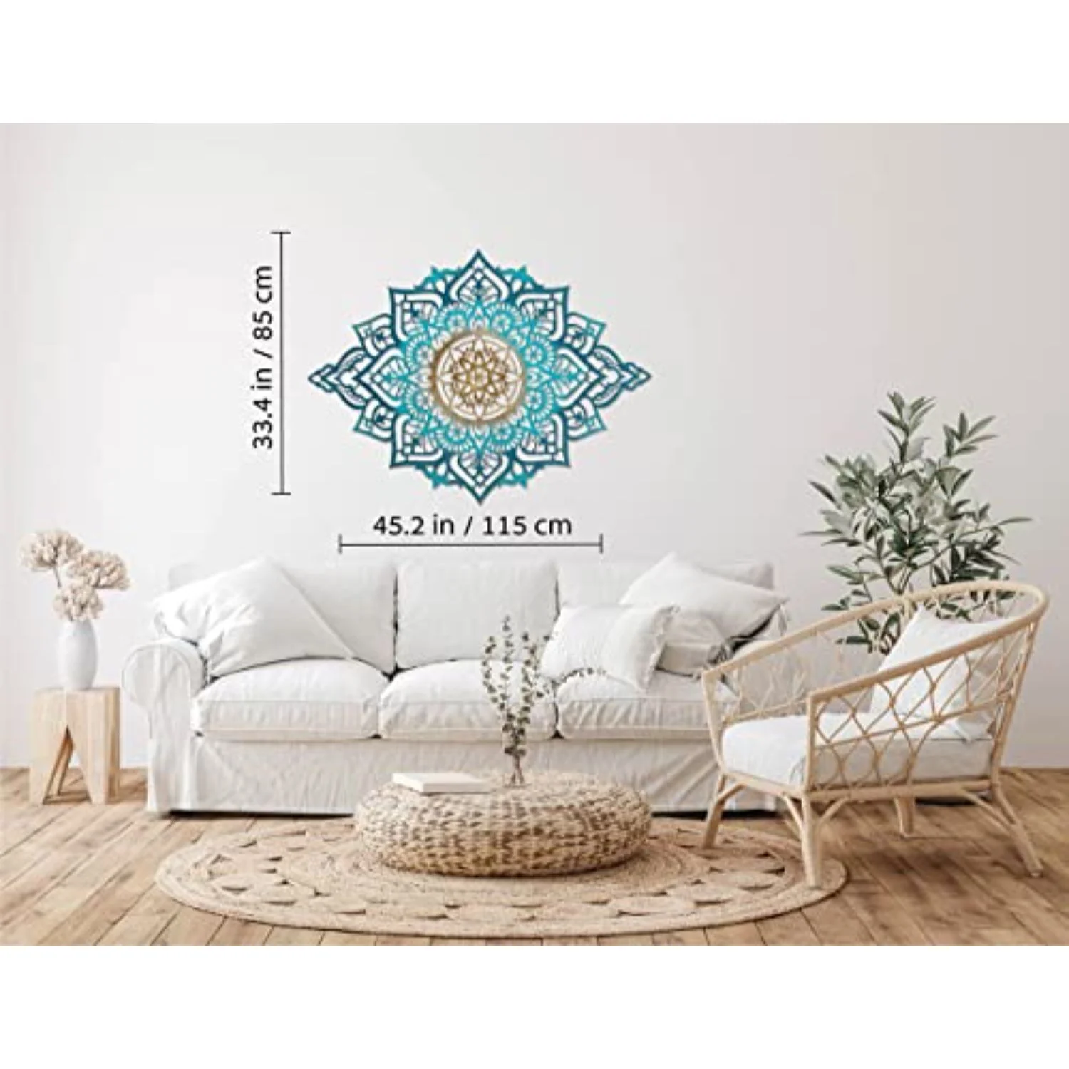 Turquoise And Gold Solid Wood Geometric Shapes Wall Decor By Homeroots - Image 5