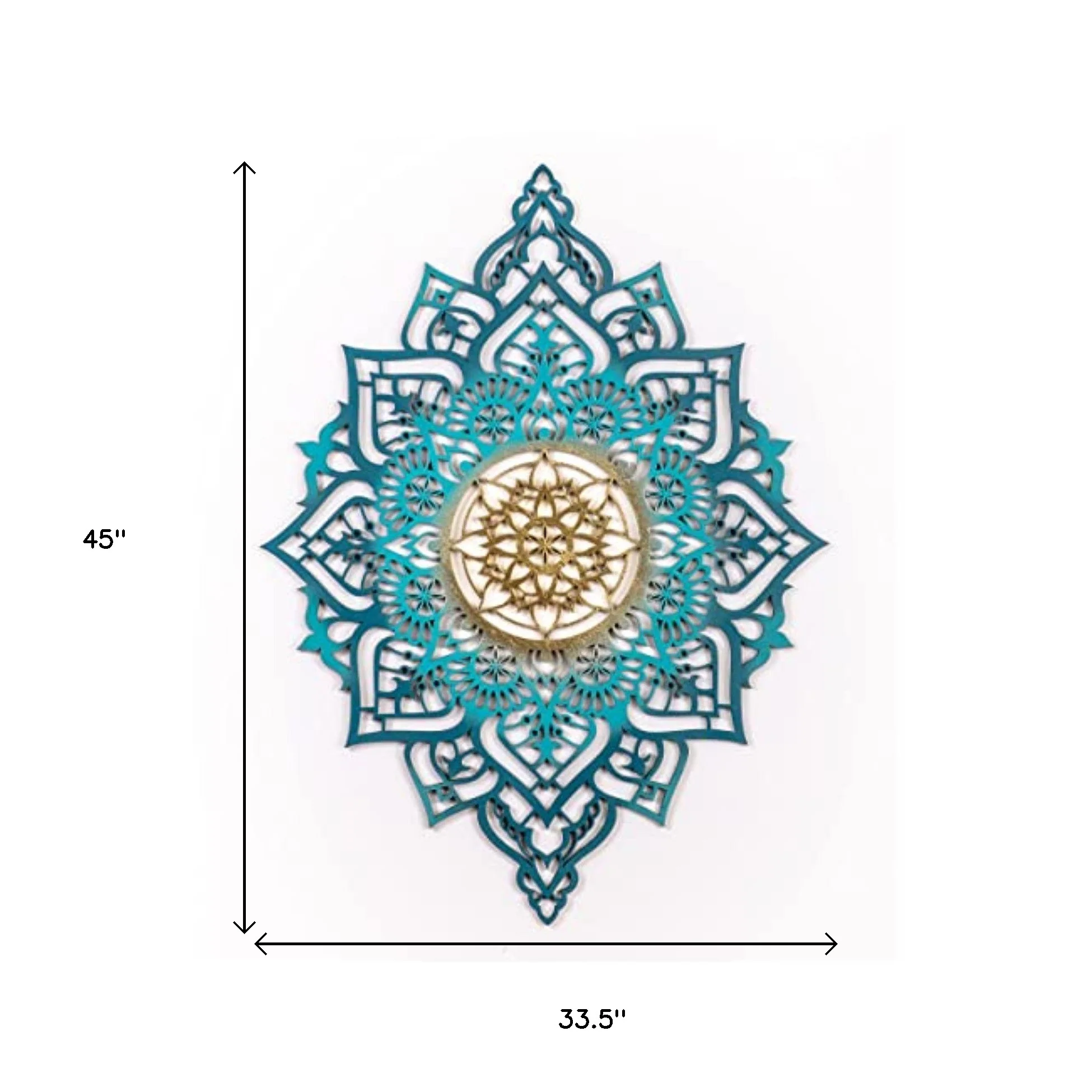 Turquoise And Gold Solid Wood Geometric Shapes Wall Decor By Homeroots - Image 6