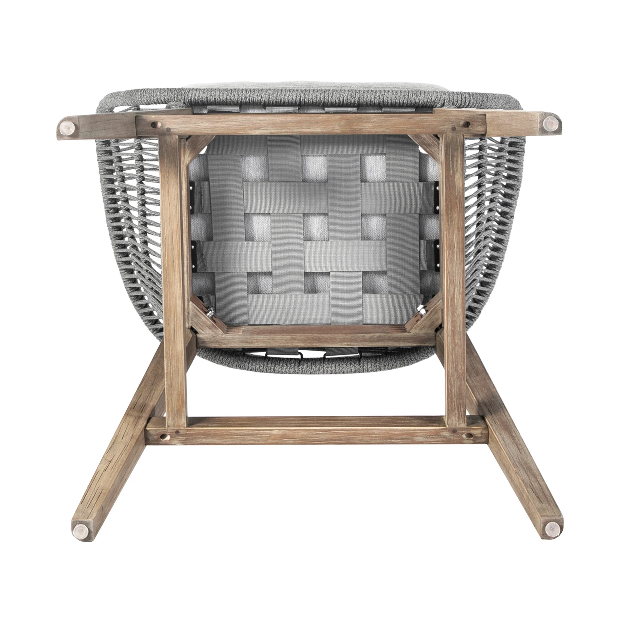 Tutti Frutti Indoor Outdoor Bar Height Bar Stool in Aged Teak Wood with Grey Rope By Armen Living - Image 7