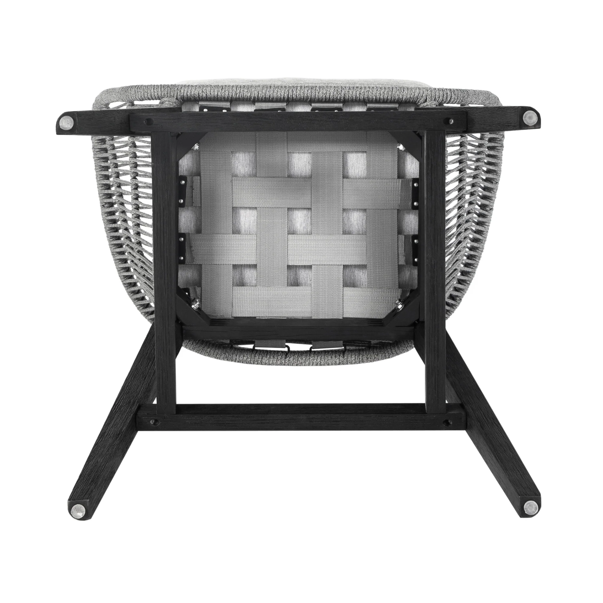 Tutti Frutti Indoor Outdoor Bar Height Bar Stool in Black Brushed Wood with Grey Rope By Armen Living - Image 7