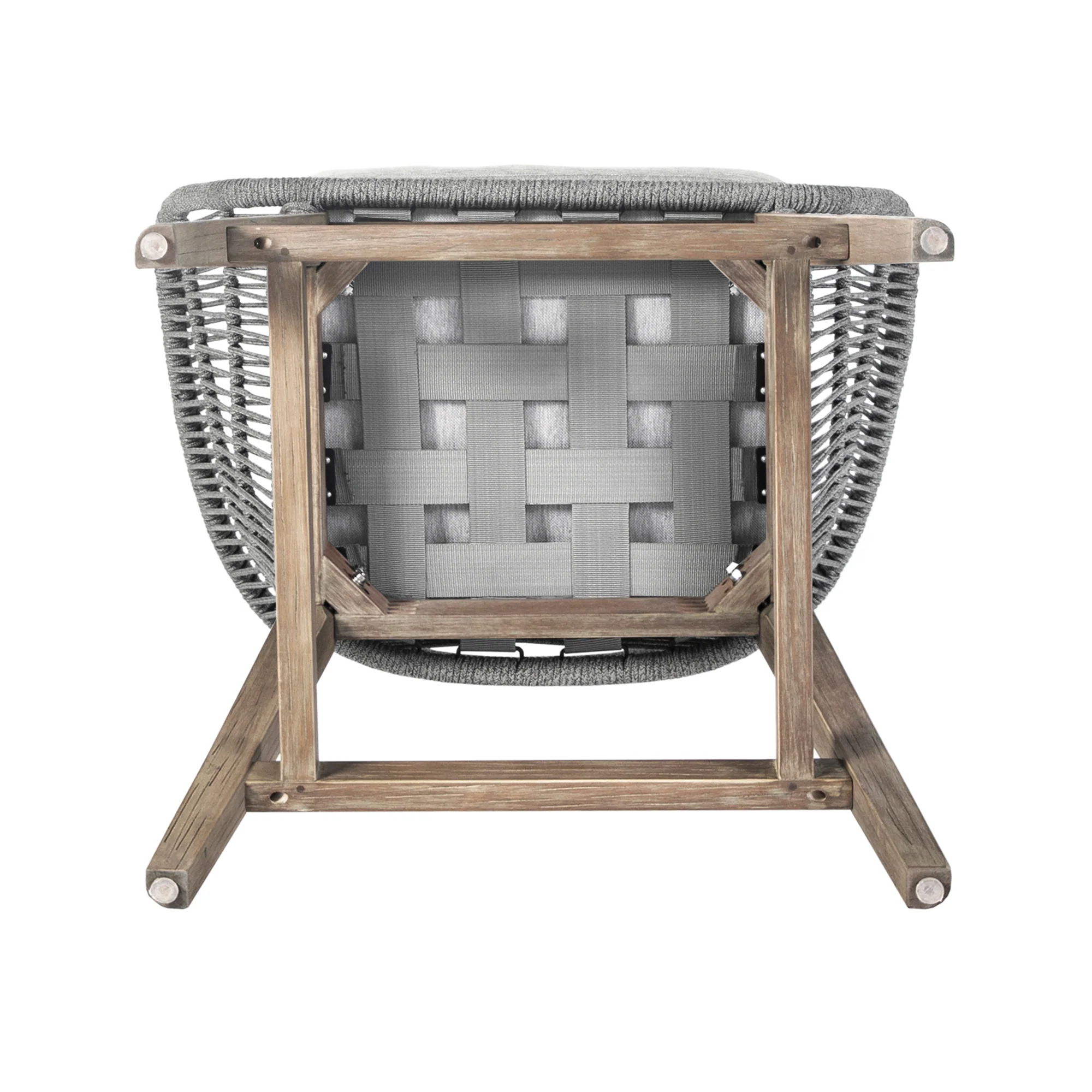 Tutti Frutti Indoor Outdoor Counter Height Bar Stool in Aged Teak Wood with Grey Rope By Armen Living - Image 7