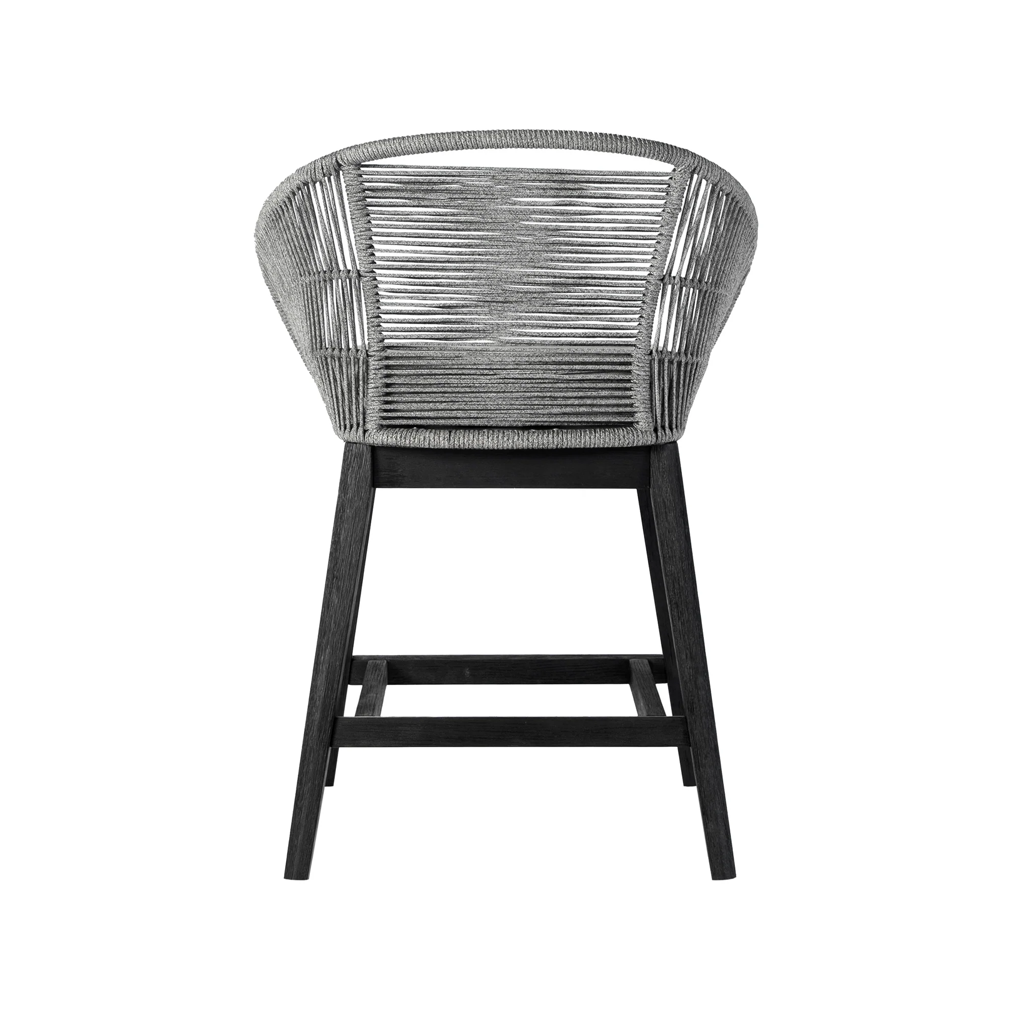 Tutti Frutti Indoor Outdoor Counter Height Bar Stool in Black Brushed Wood with Grey Rope By Armen Living - Image 5