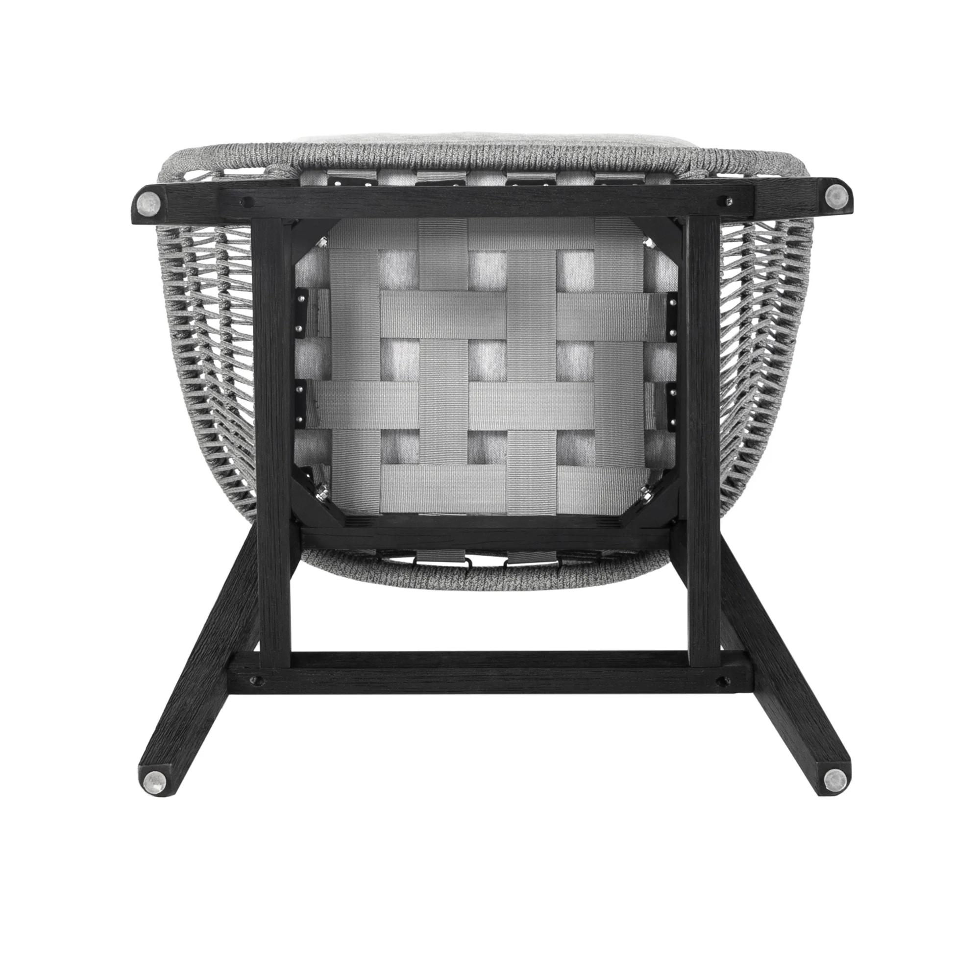Tutti Frutti Indoor Outdoor Counter Height Bar Stool in Black Brushed Wood with Grey Rope By Armen Living - Image 7