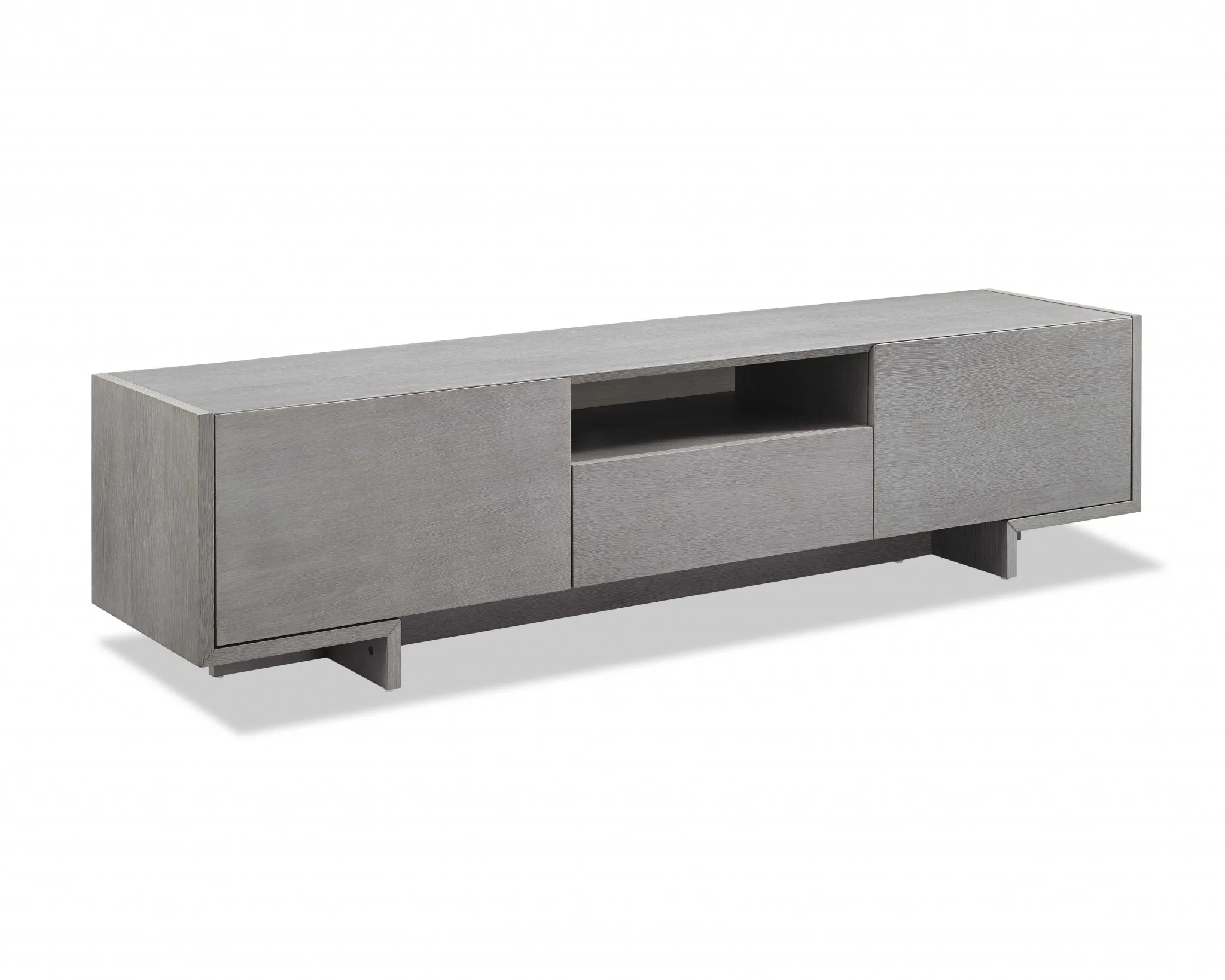 Tv Unit One Middle Drawer And 2 Lid Doors On The Sides All In Grey Oak Venee By Homeroots - Image 2