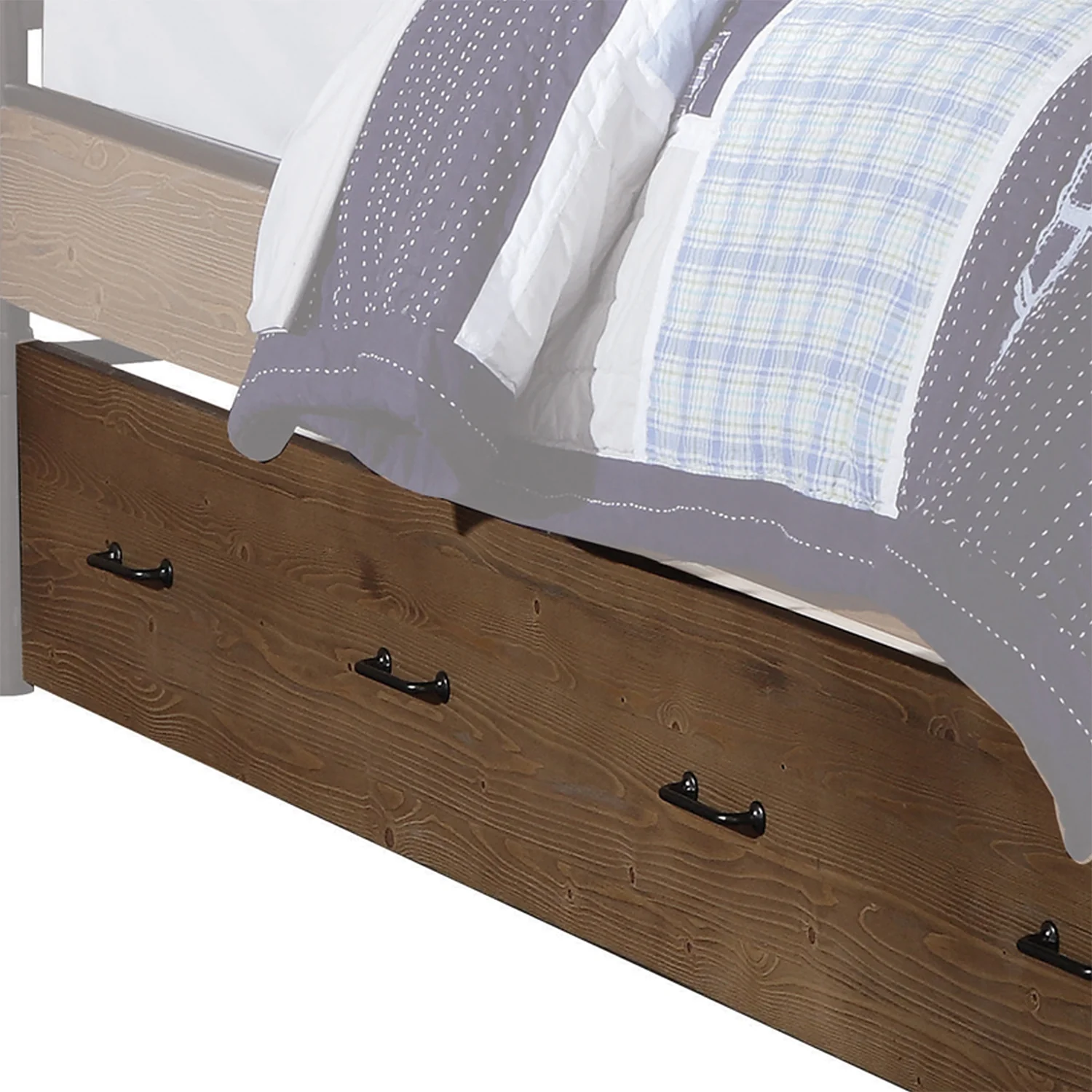 Twin Antique Oak Pine Wood Trundle By Homeroots - Image 5