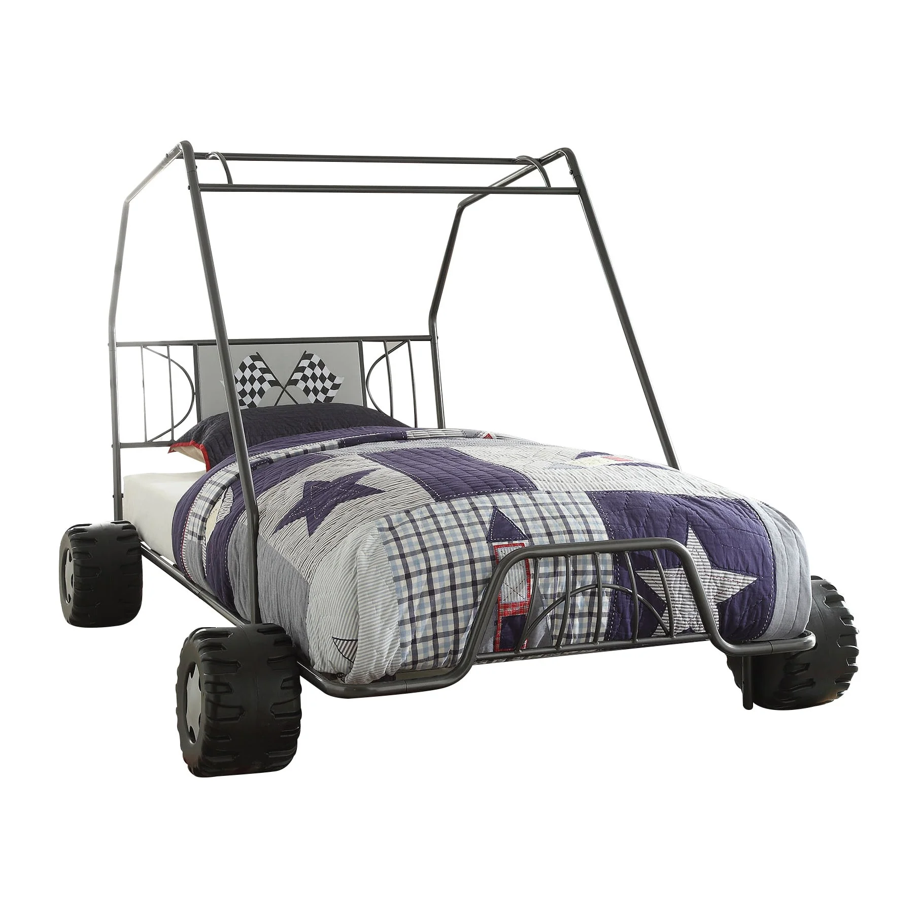 Twin Gunmetal Go Kart Bed By Homeroots - Image 4
