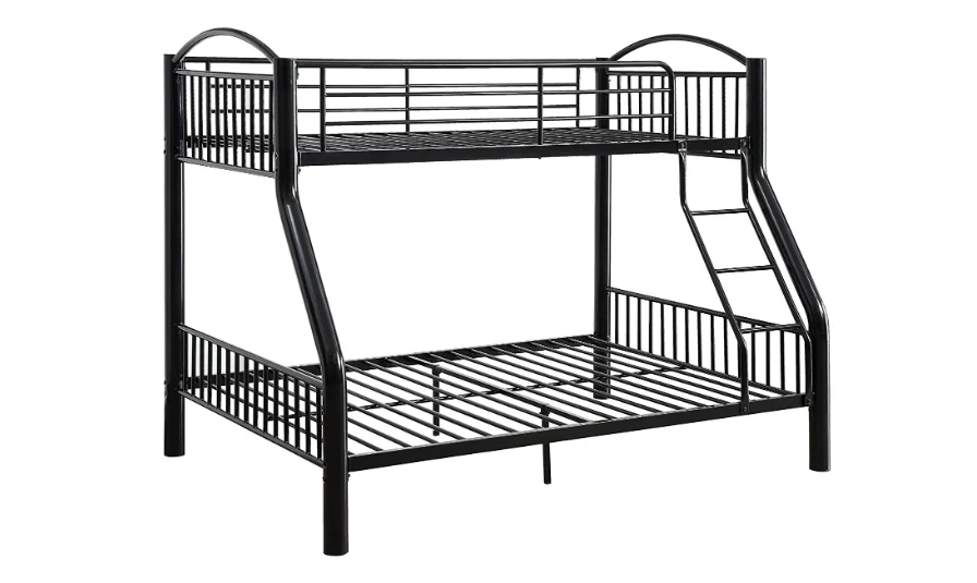 Twin Over Full Black Bunk Bed By Homeroots - Image 2