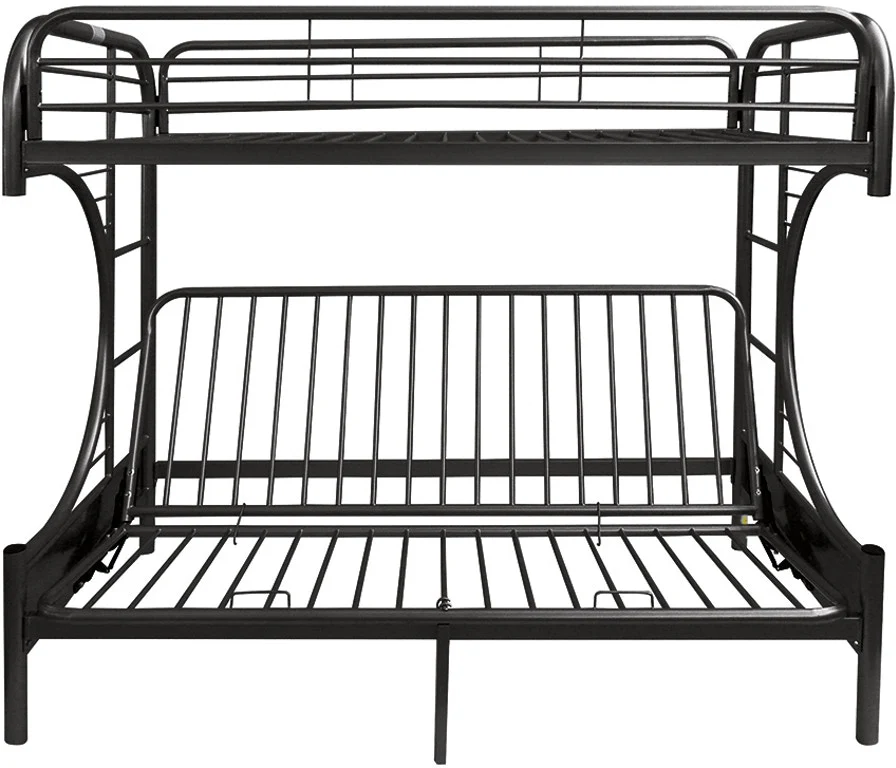 Twin Over Full Black Metal Tube Futon Bunk Bed By Homeroots - Image 2