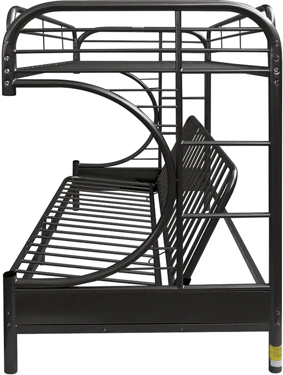 Twin Over Full Black Metal Tube Futon Bunk Bed By Homeroots - Image 3