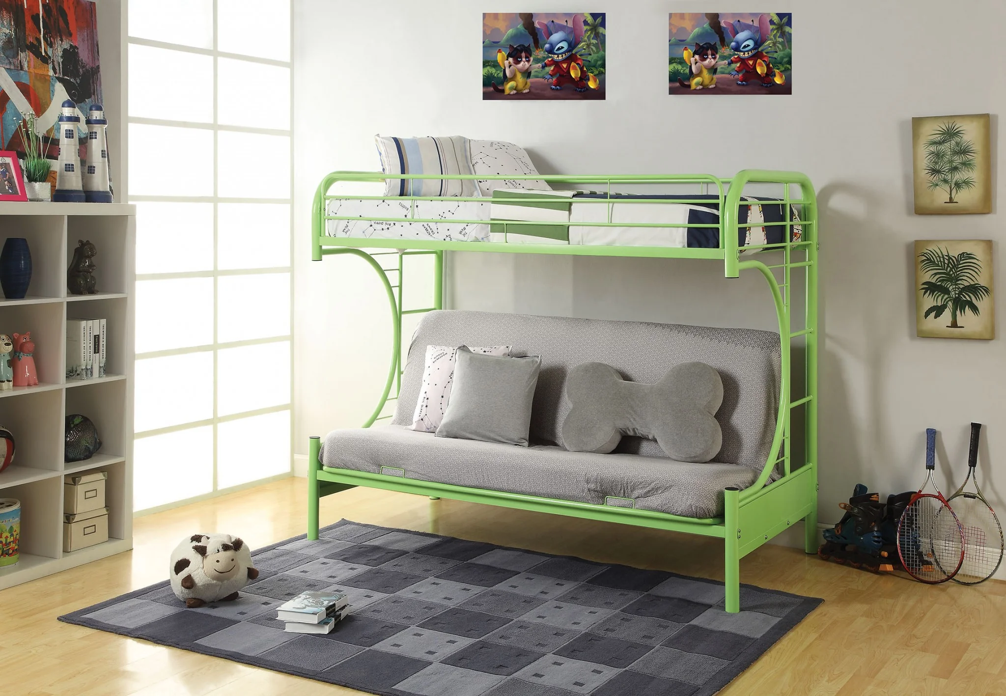 Twin Over Full Black Metal Tube Futon Bunk Bed By Homeroots - Image 4