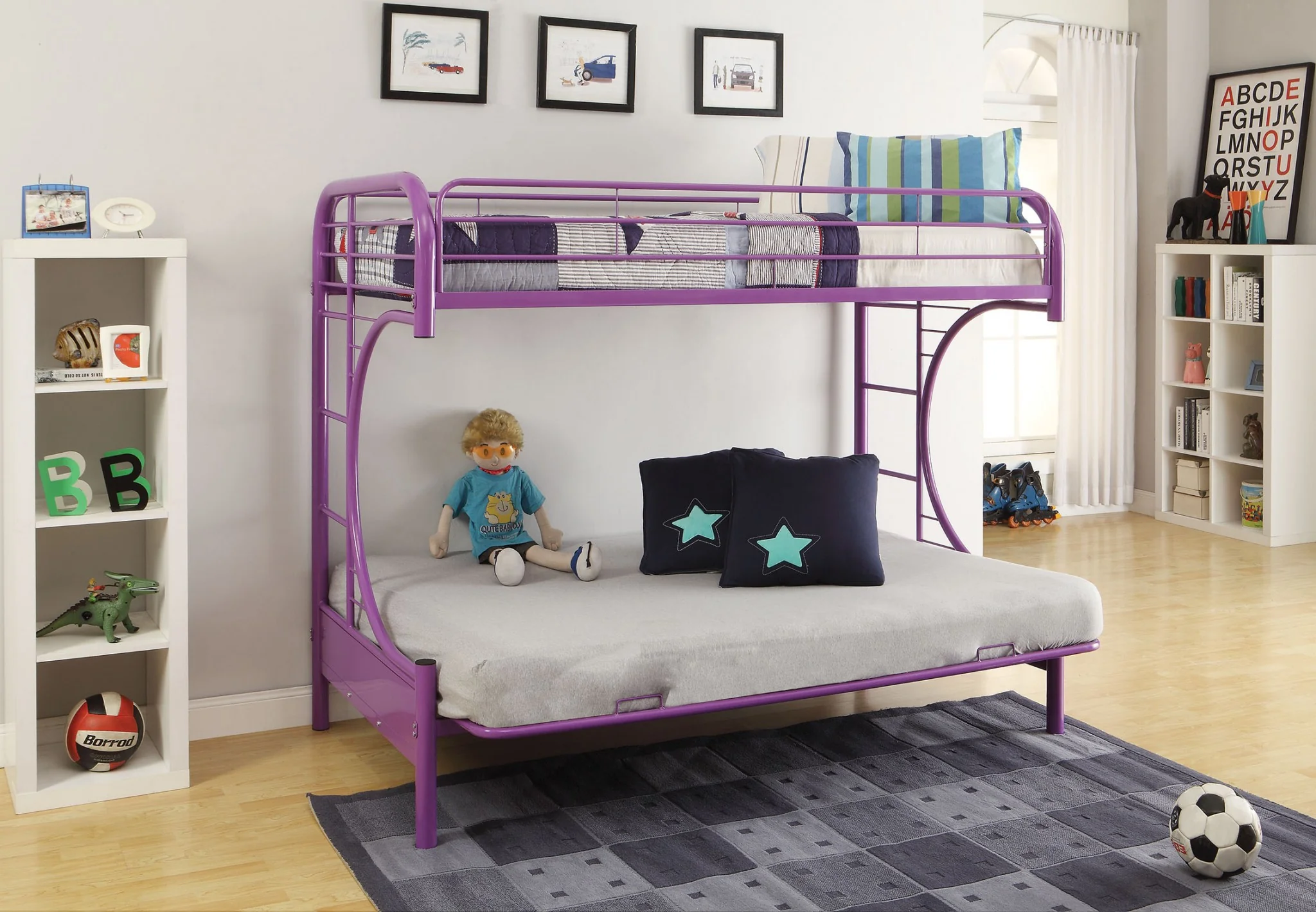 Twin Over Full Black Metal Tube Futon Bunk Bed By Homeroots - Image 6