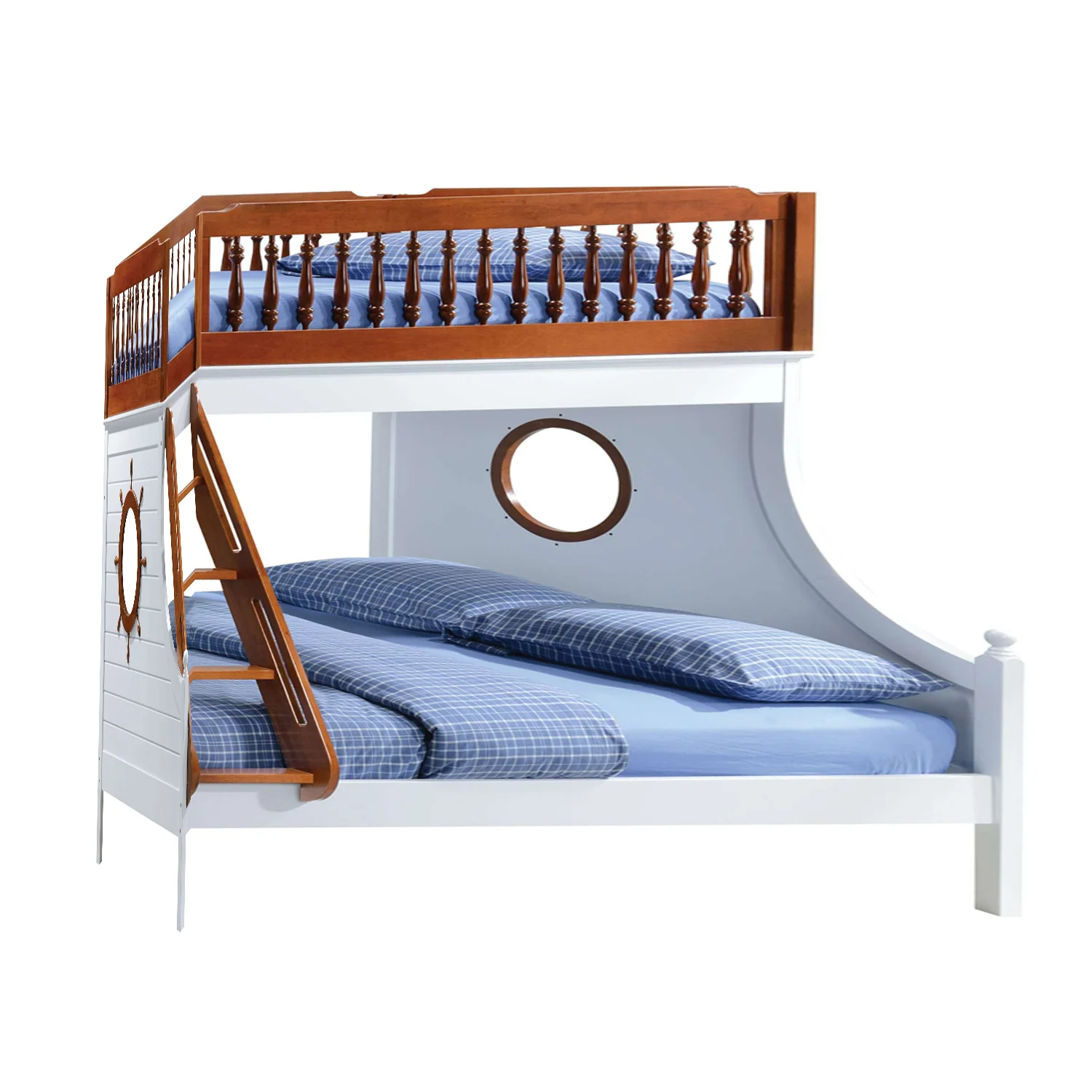 Twin Over Full Oak And White Bunk Bed By Homeroots - Image 2