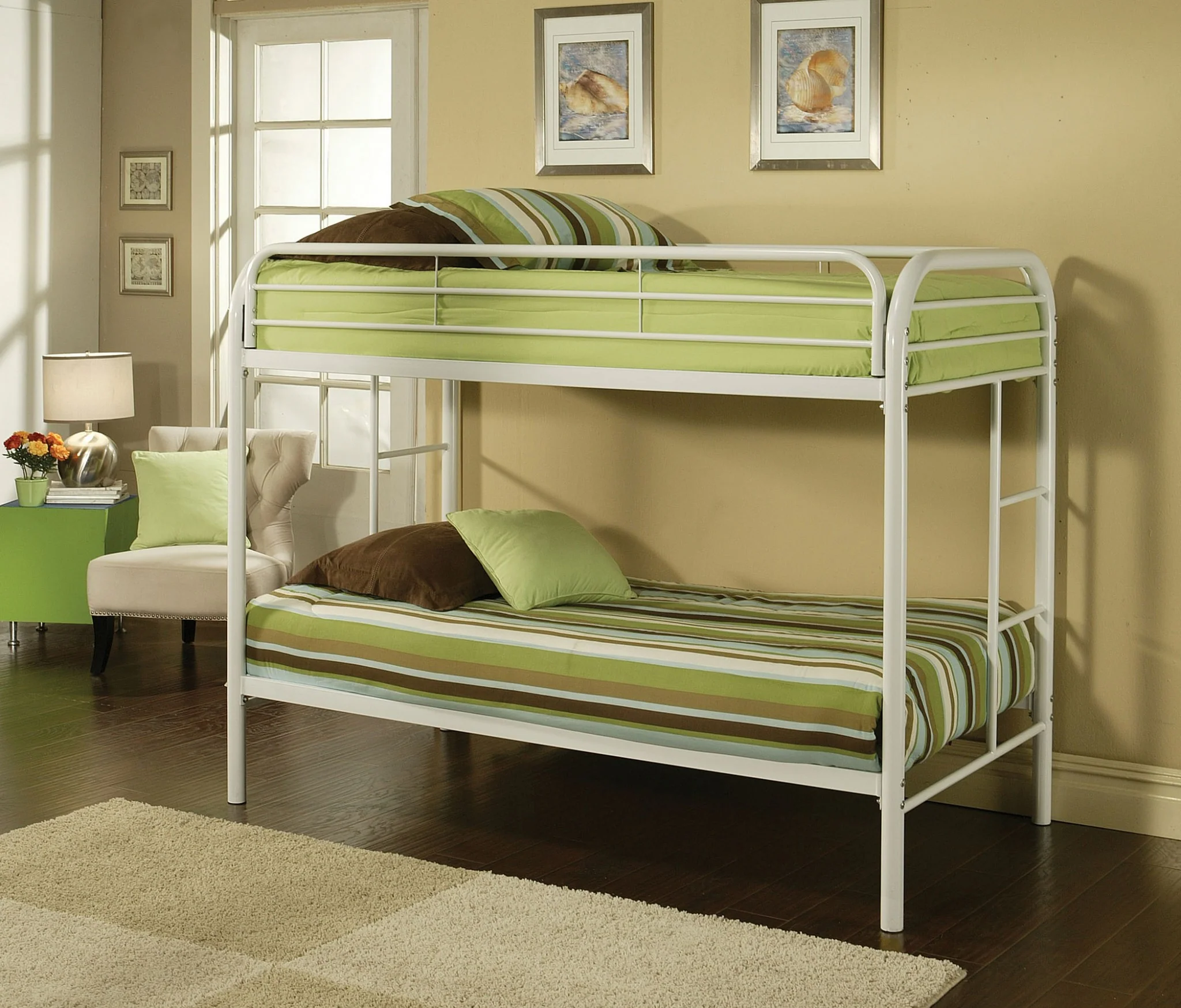 Twin Over Twin Black Metal Tube Bunk Bed By Homeroots - Image 2
