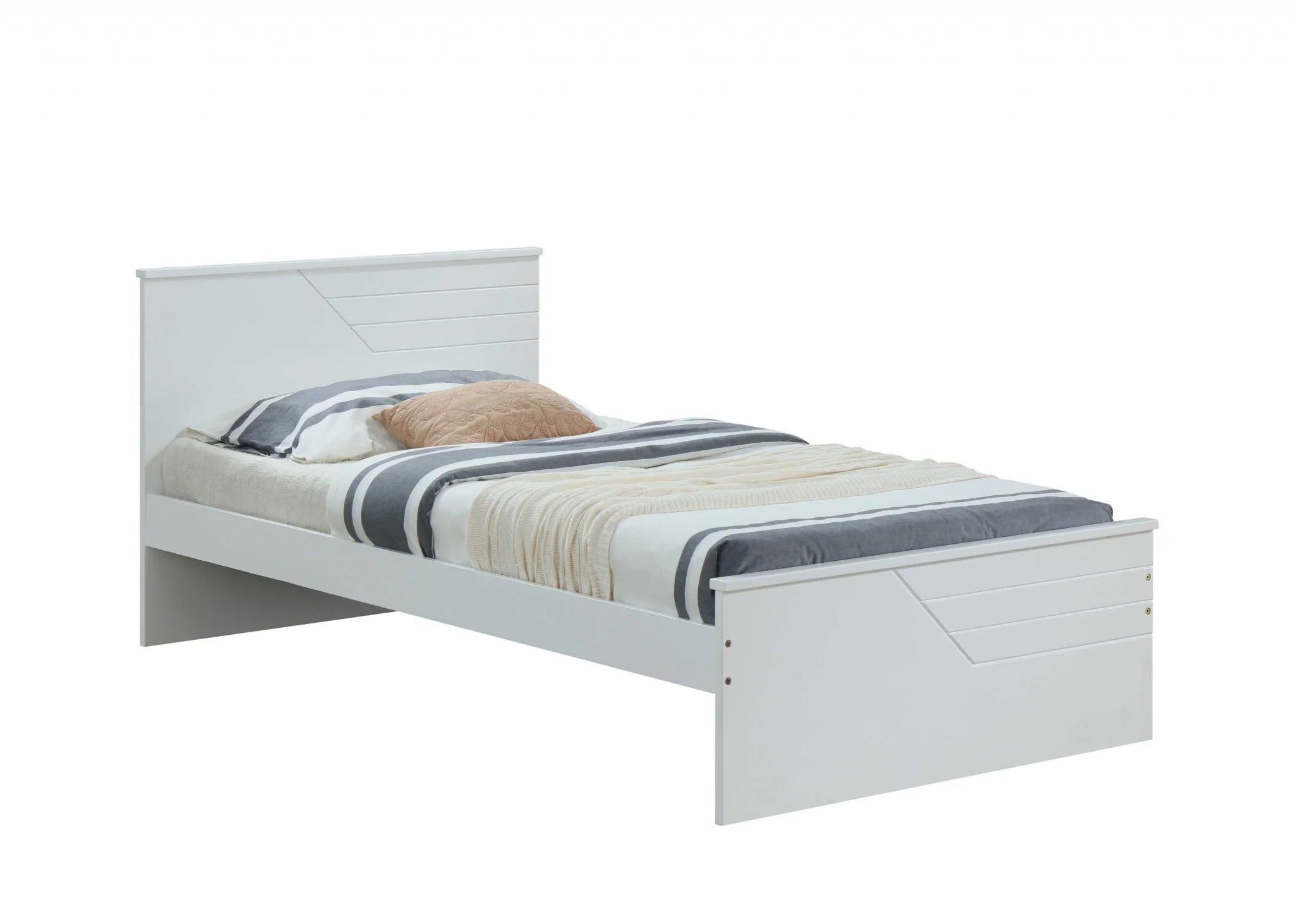 Twin White Solid Wood Bed By Homeroots - Image 2