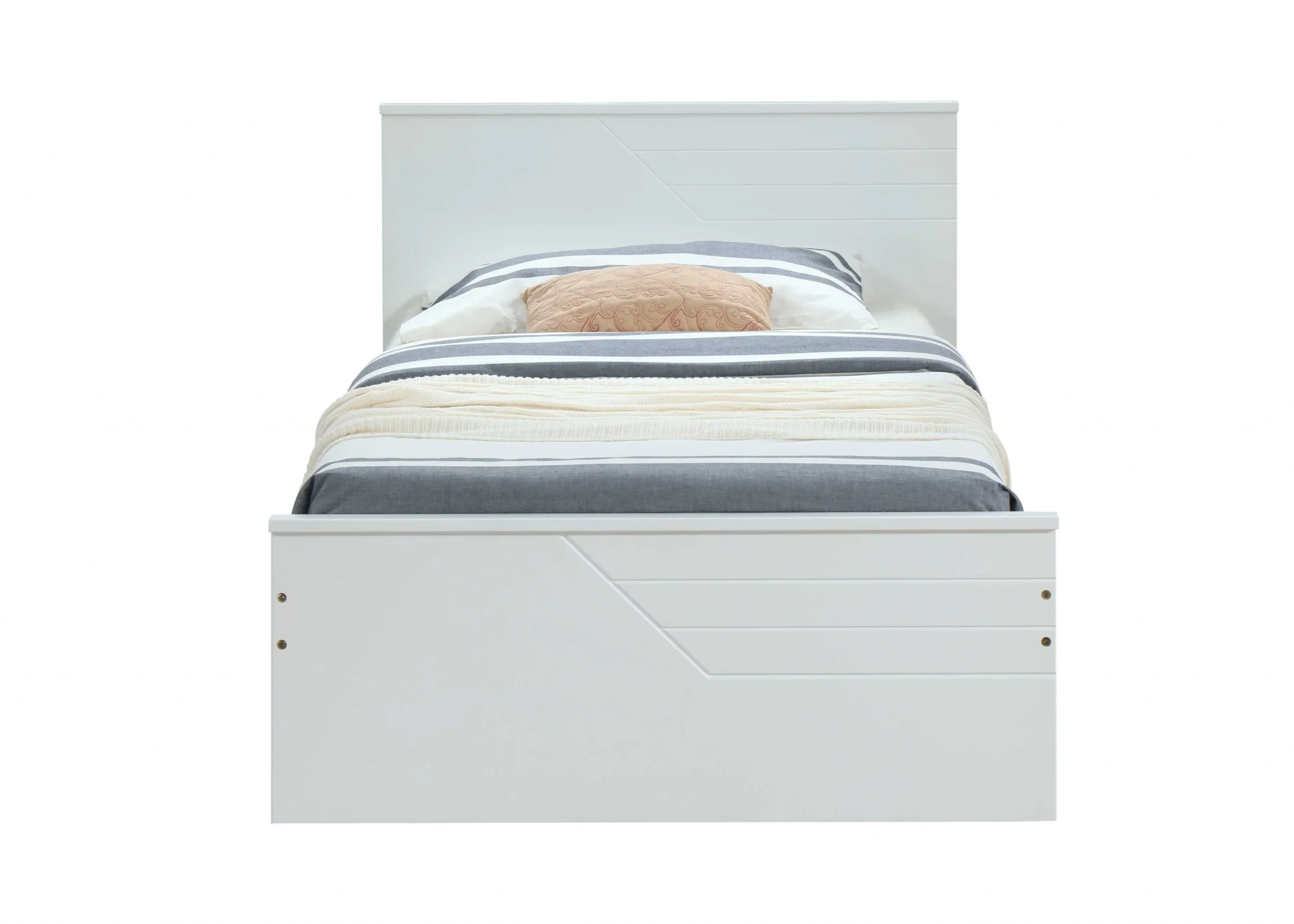 Twin White Solid Wood Bed By Homeroots - Image 3