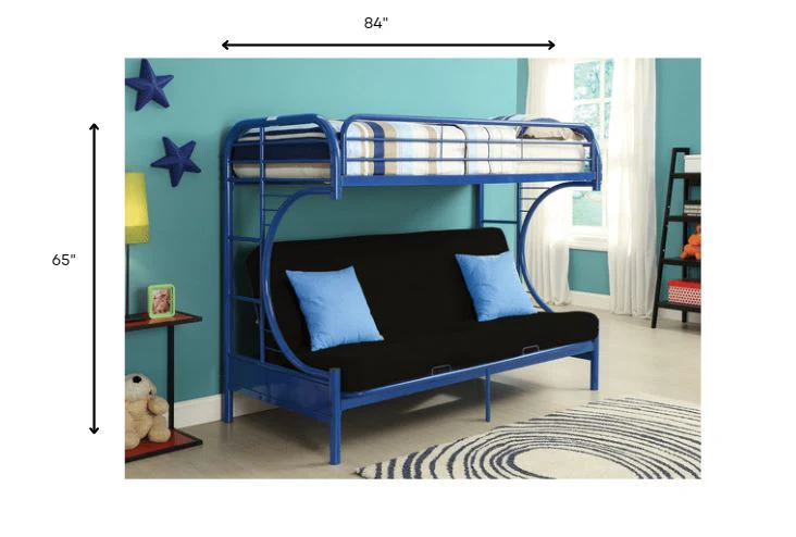 Twin Xl Over Queen Black Metal Tube Futon Bunk Bed By Homeroots - Image 3